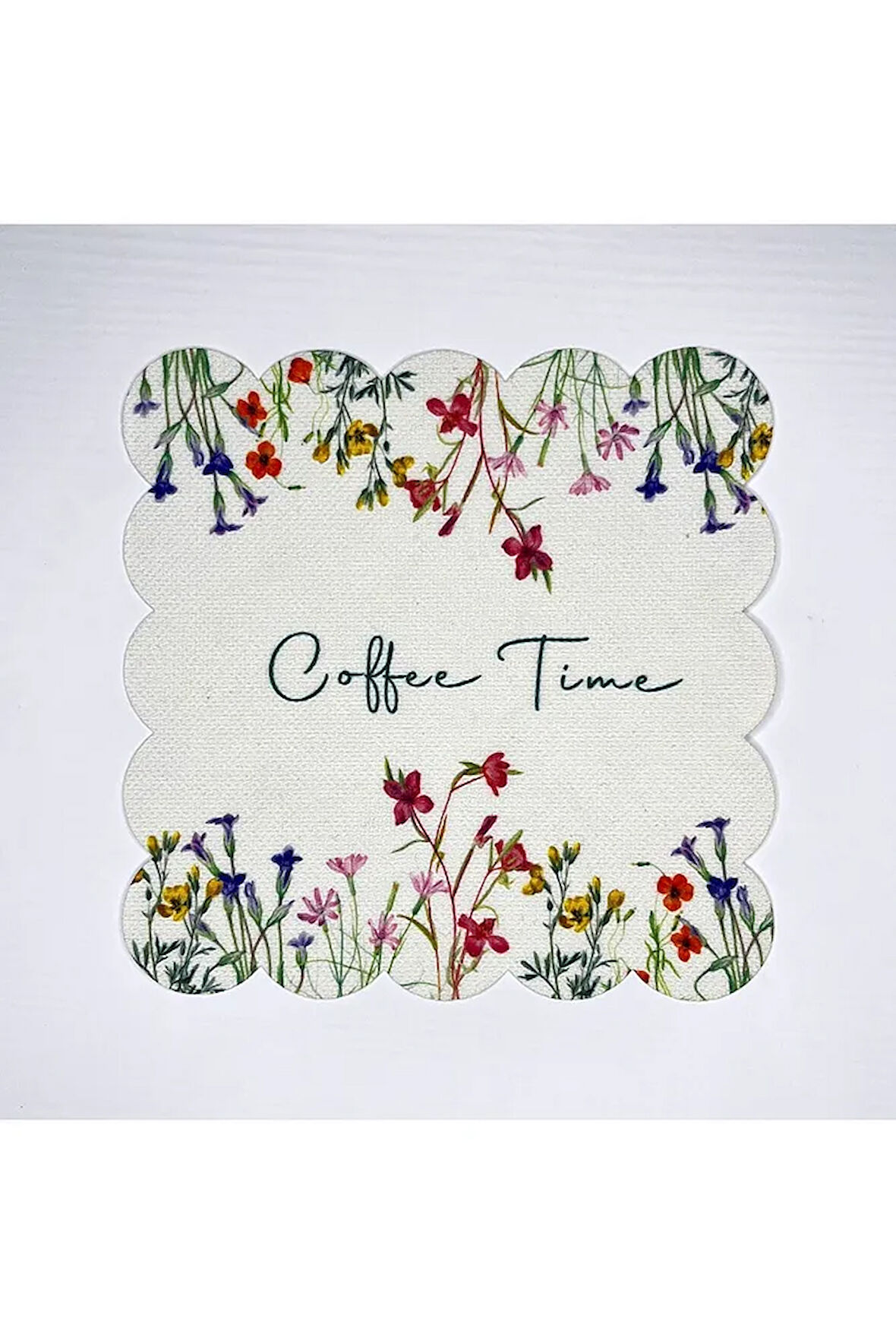 Kır Çiçekleri Coffee Time Desenli Dijital Baskılı Kokteyl Peçetesi Yıkanabilir Lazer Kesimli