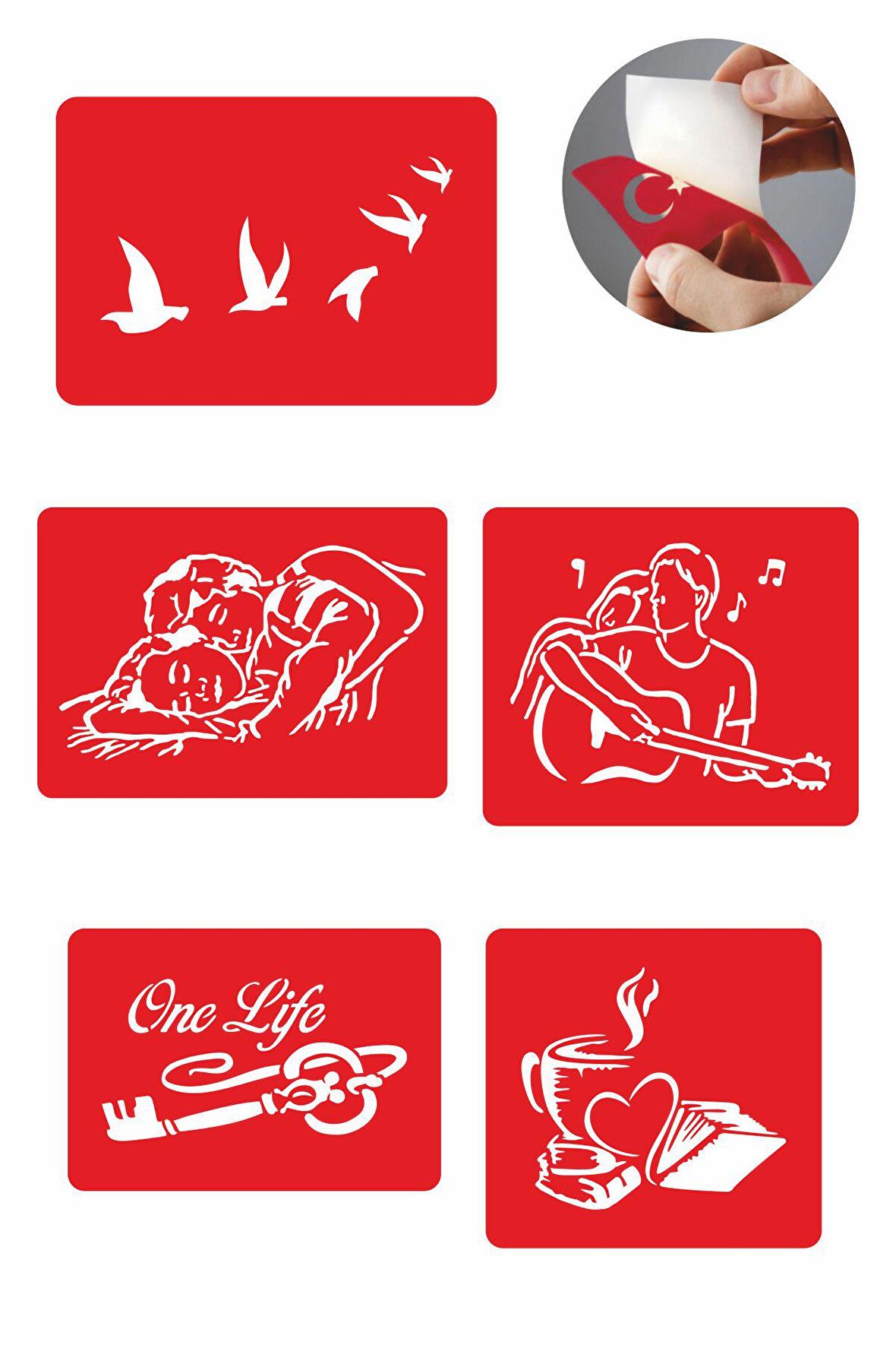 Sarmaş Dolaş Desenler 5 Adet Geçici Dövme Kına Şablonu