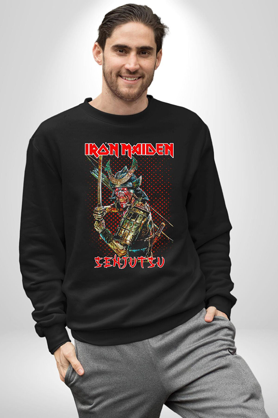 İron Maiden Heavy Metal Grup Kadın Erkek Siyah Sweatshirt 