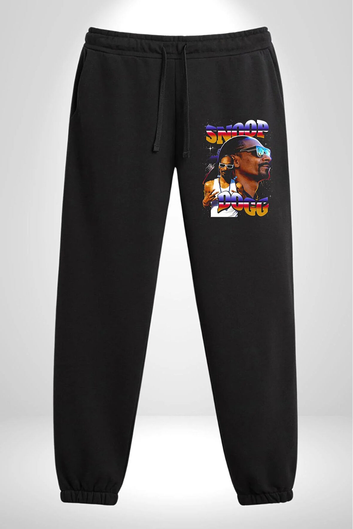 Snoop Dogg Müzik Star 3 İplik Erkek Baskılı Siyah Eşofman Altı