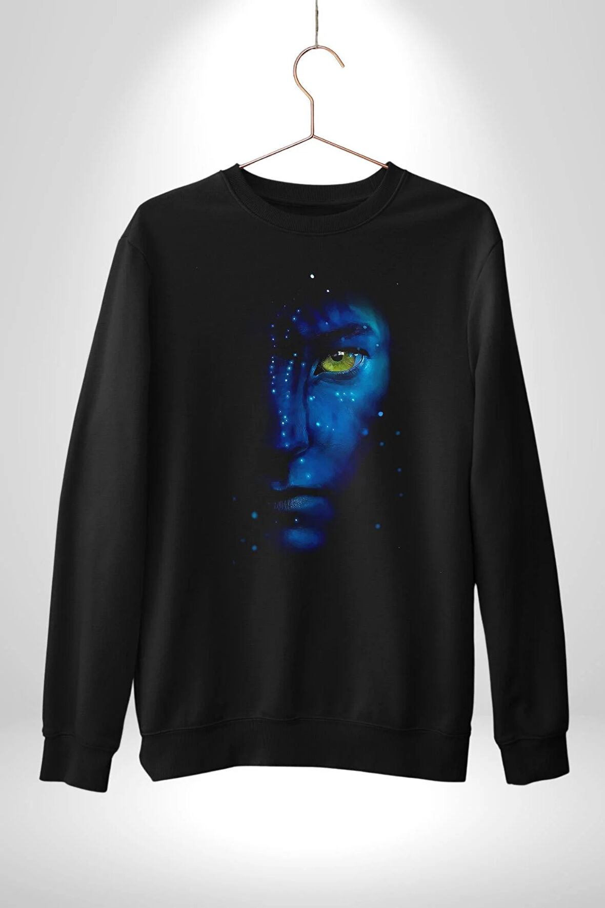 Avatar Face Film Kadın Erkek Siyah Sweatshirt 