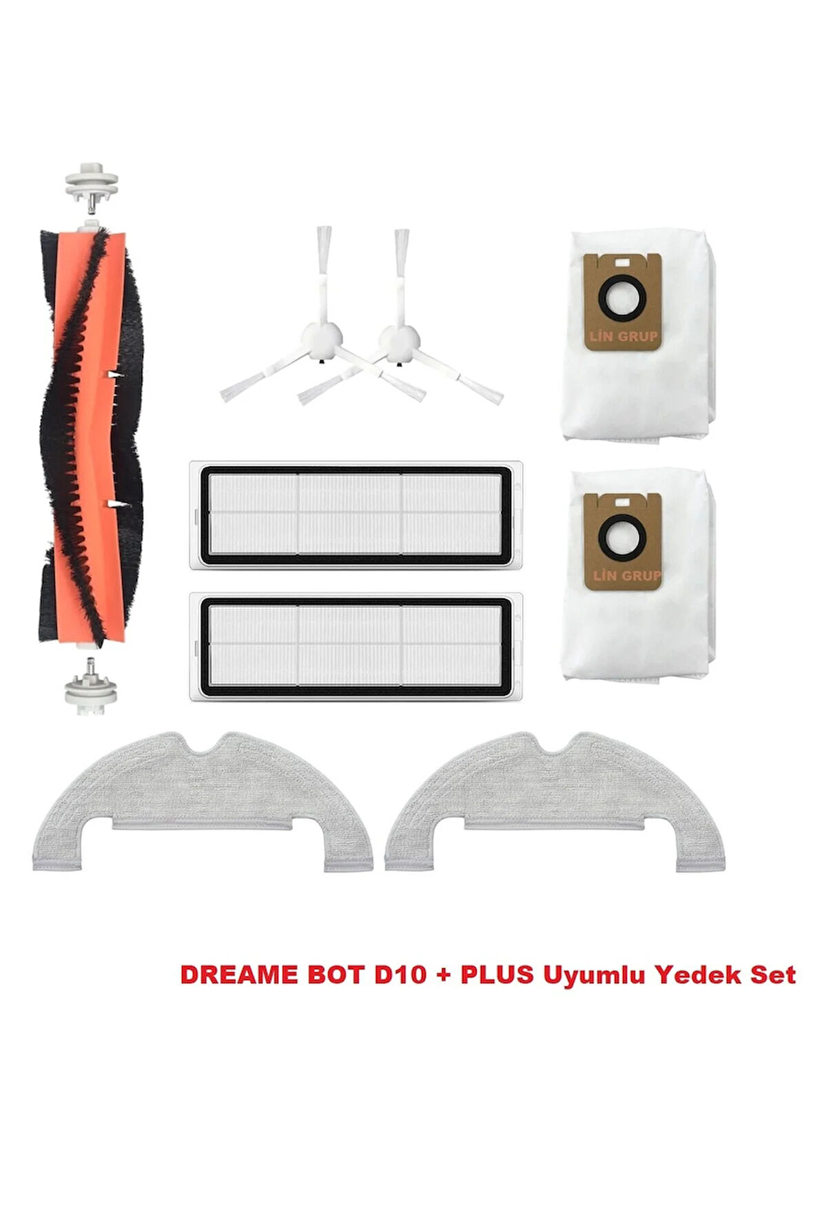 Dreame Bot D10+ Plus ve MOP 2 ULTRA  Uyumlu Yedek Fırça Filtre Paspas Toz Torbası