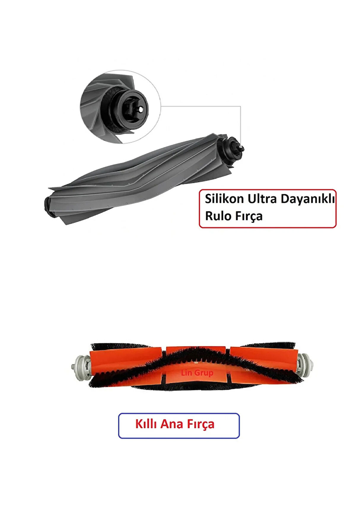 D10s-D10-D10S Pro Uyumlu 1 adet Kıllı Ana fırça ve 1 adet Silikon Rulo Fırça