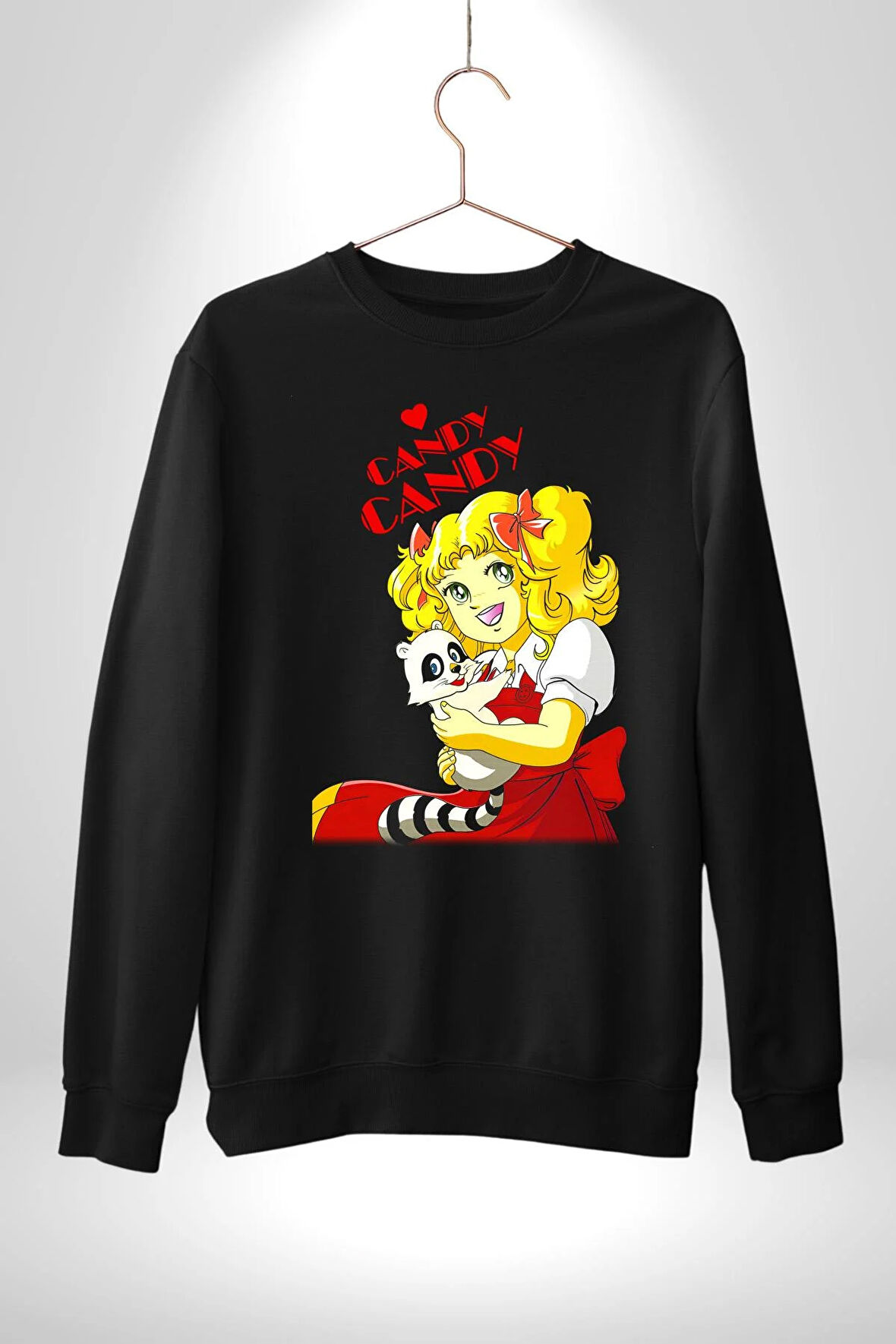 Şeker Kız Candy Çizgi Film  Kadın Erkek Siyah Sweatshirt 