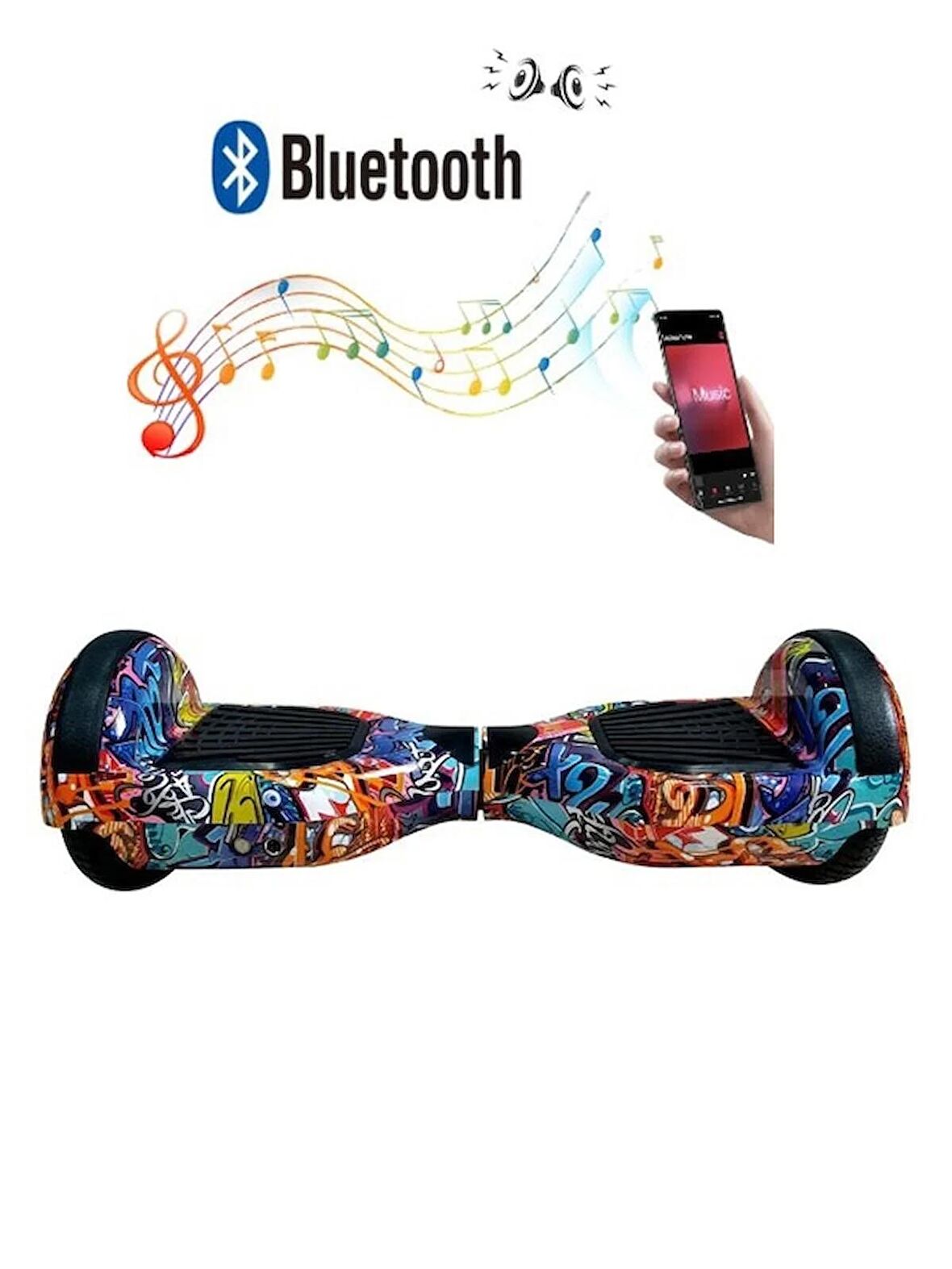 CityMate Elektrikli Kaykay Hoverboard Bluetooth Hoparlörlü 6.5 Inch Grafiti D11