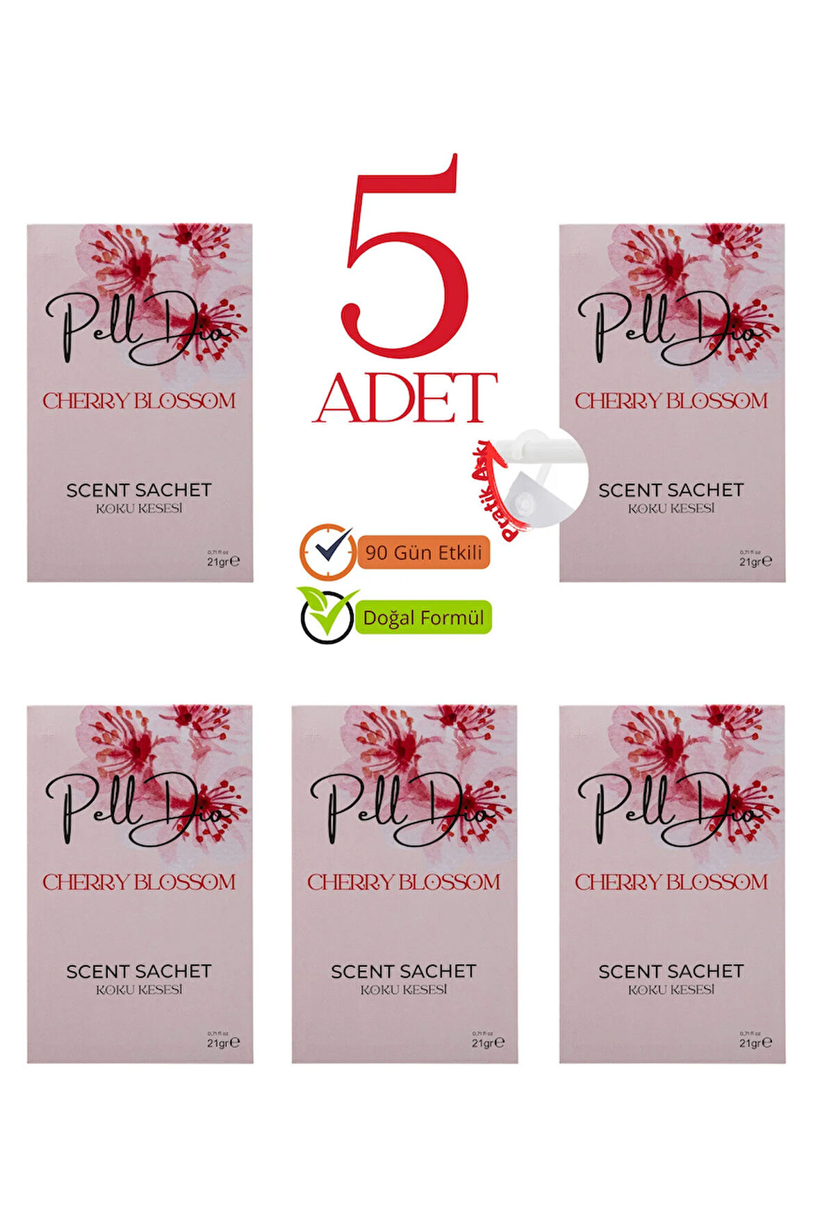 5'li Kiraz Çiçeği Dolap Ayakkabılık Ve Çekmece Parfümlü Kese Kokusu Oda Koku Kesesi