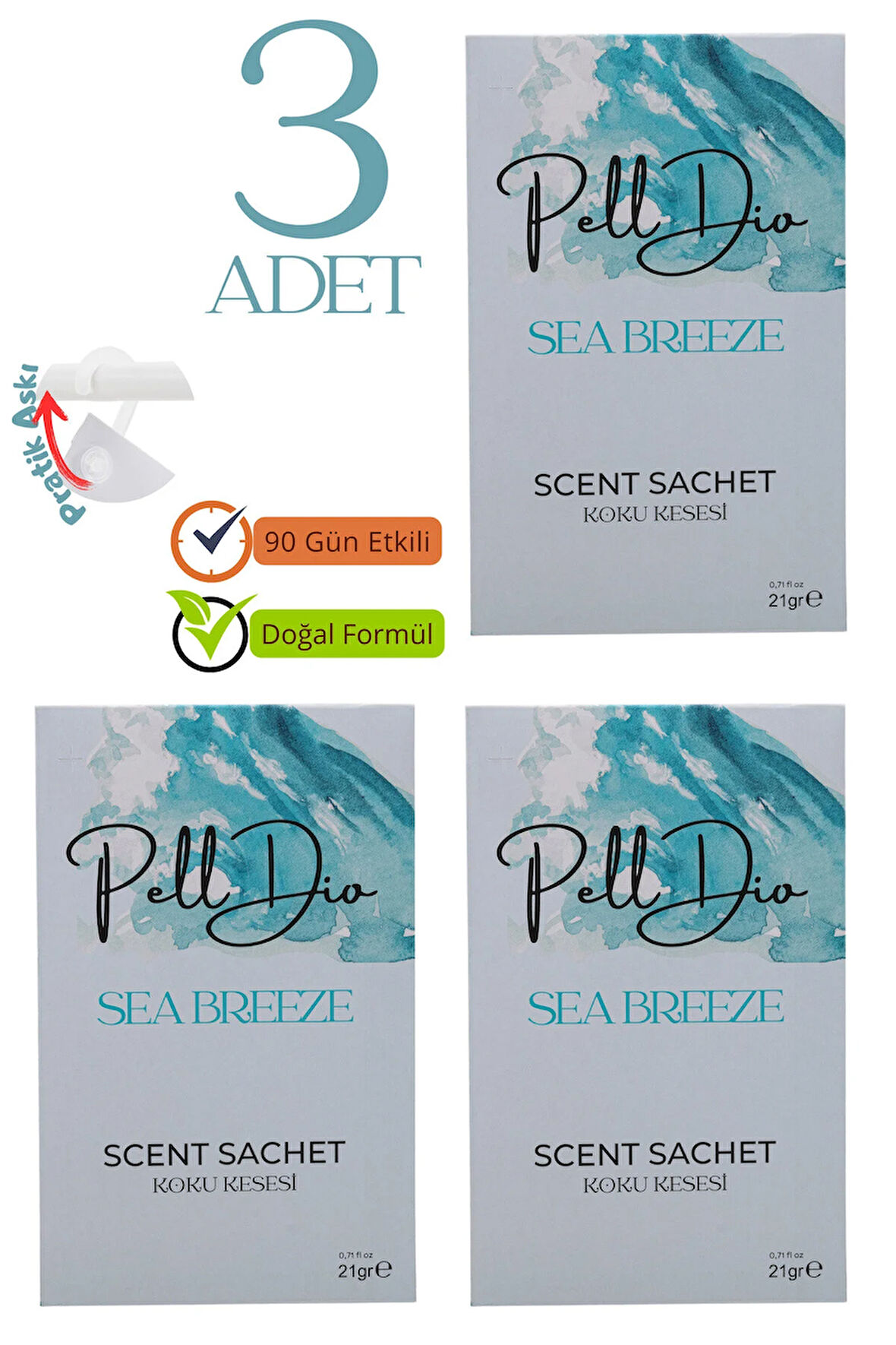 3'lü Okyanus Esintisi Dolap Ayakkabılık Ve Çekmece Parfümlü Kese Kokusu Oda Koku Kesesi
