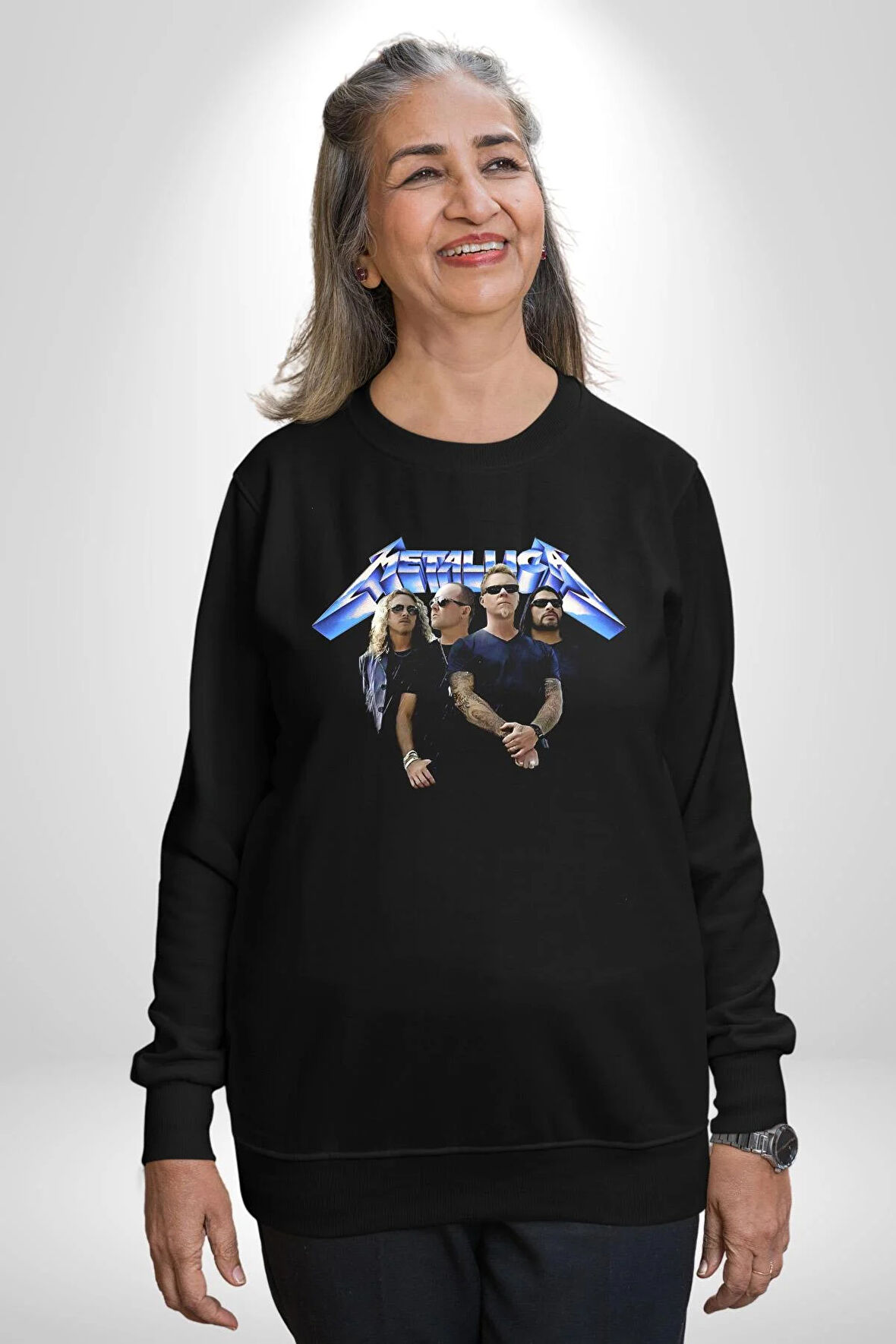 Metalica Rock Grup  Kadın Erkek Siyah Sweatshirt 