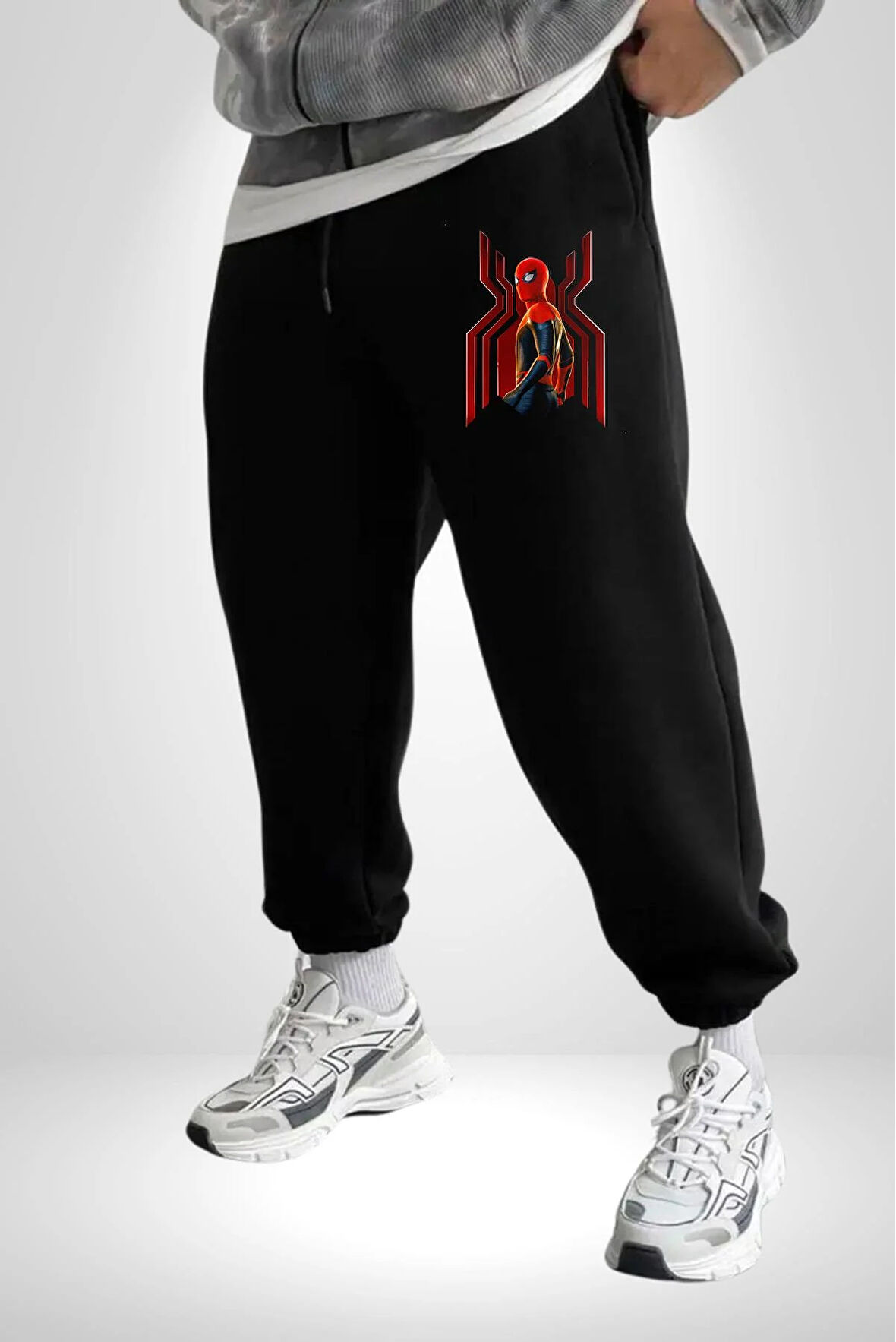 Spiderman 3 İplik Erkek Baskılı Siyah Eşofman Altı