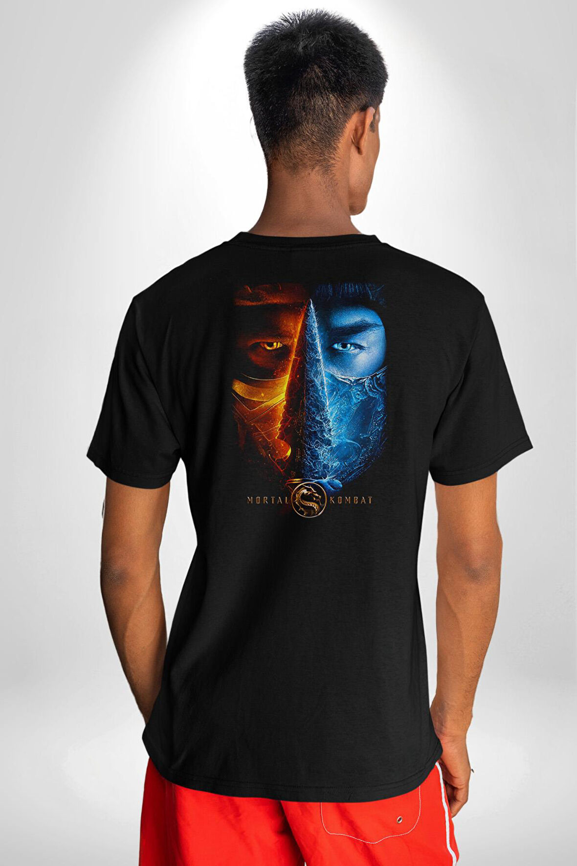 Mortal Kombat Oyun Film Subzero Pamuklu Kadın Erkek Oversize Sırt Dijital Baskılı Siyah T-shirt