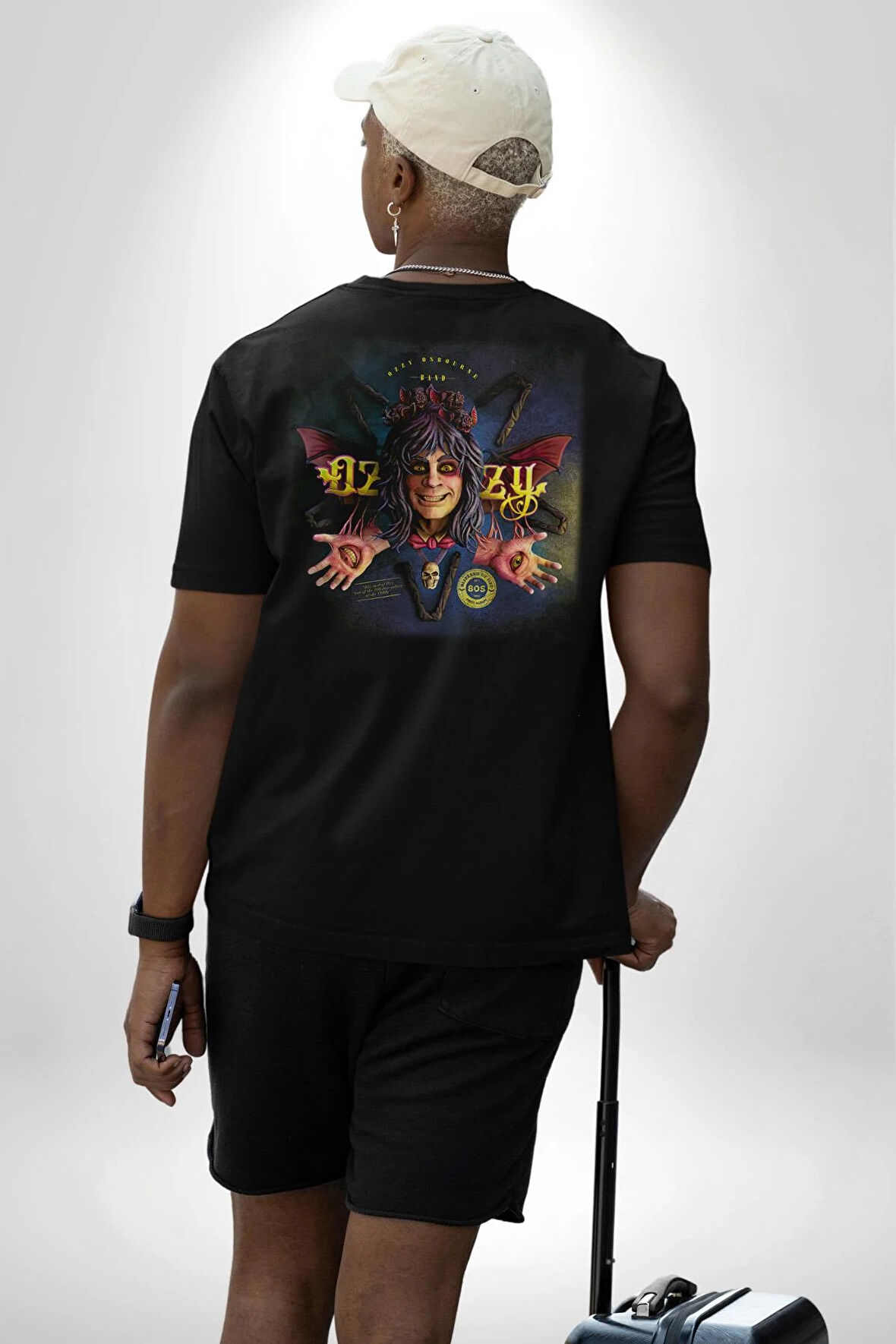 Ozzy Osbourne 80'ler Albüm Pamuklu Kadın Erkek Oversize Sırt Dijital Baskılı Siyah T-shirt