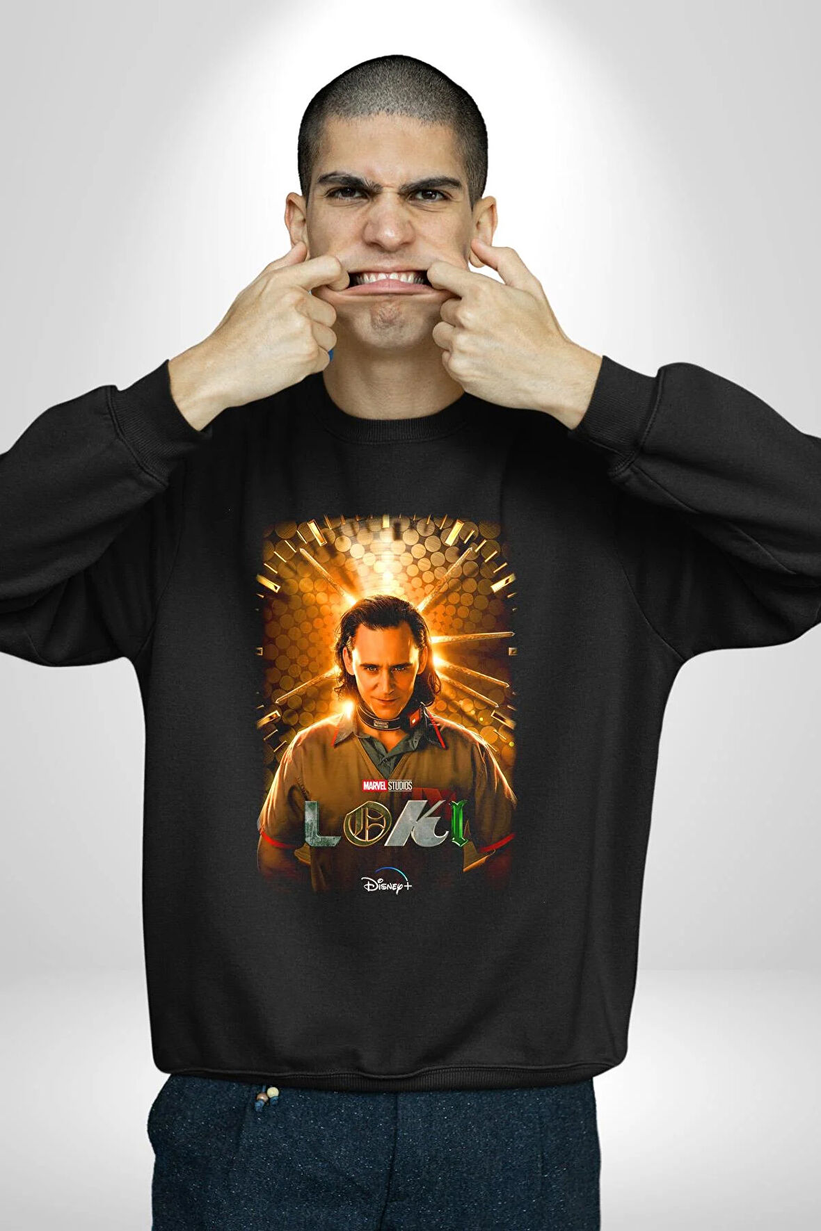 Loki Dizi Karakteri Kadın Erkek Siyah Sweatshirt 