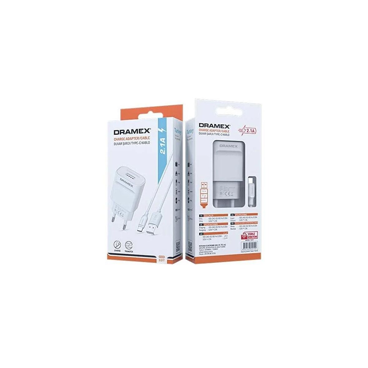 Dramex D21T Usb Giriş Başlık Type-c Kablosu Set 2.0Amper