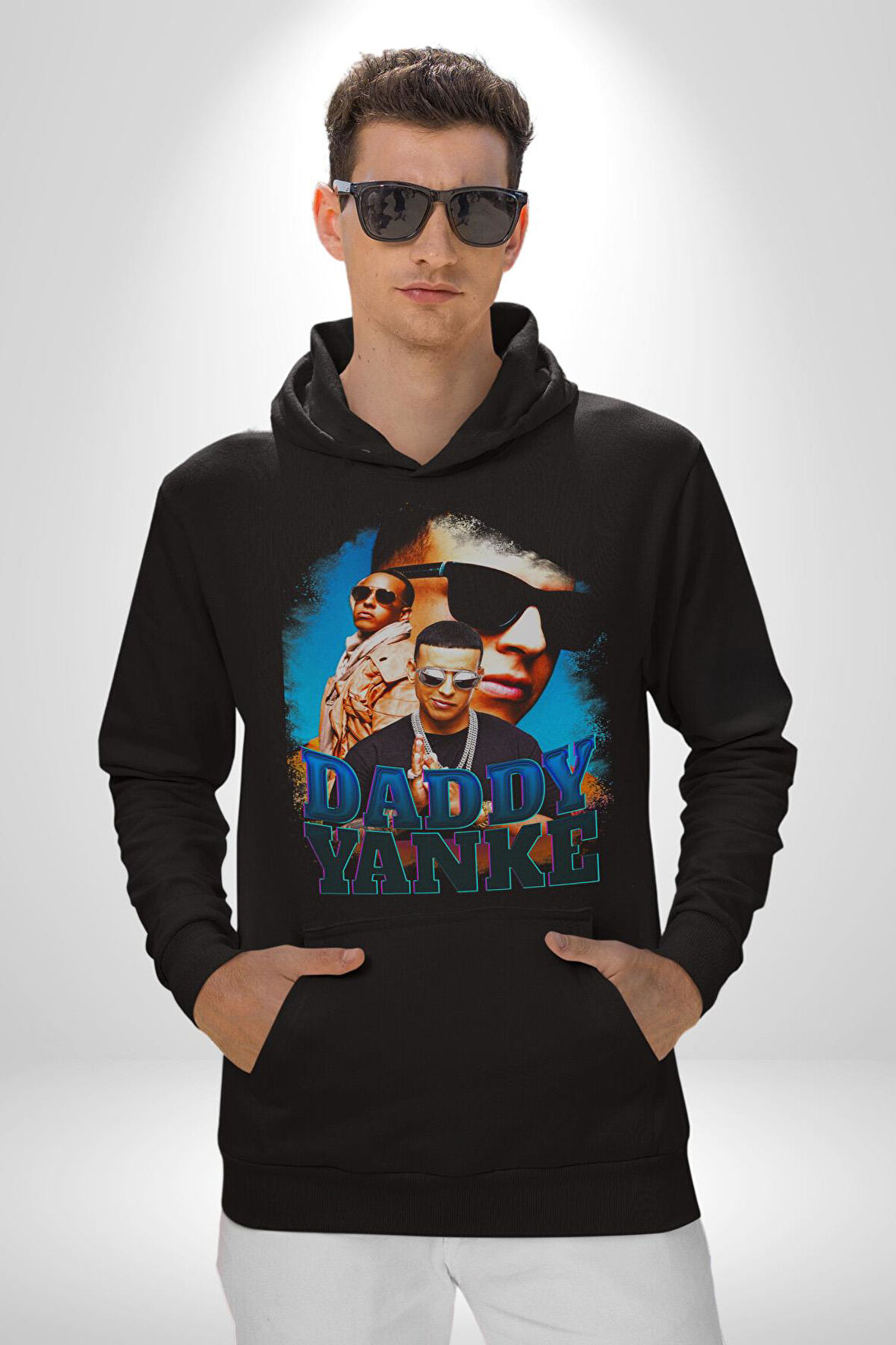 DADDY YANKE Kadın Erkek  Siyah Kapüşonlu Sweatshirt Hoodie