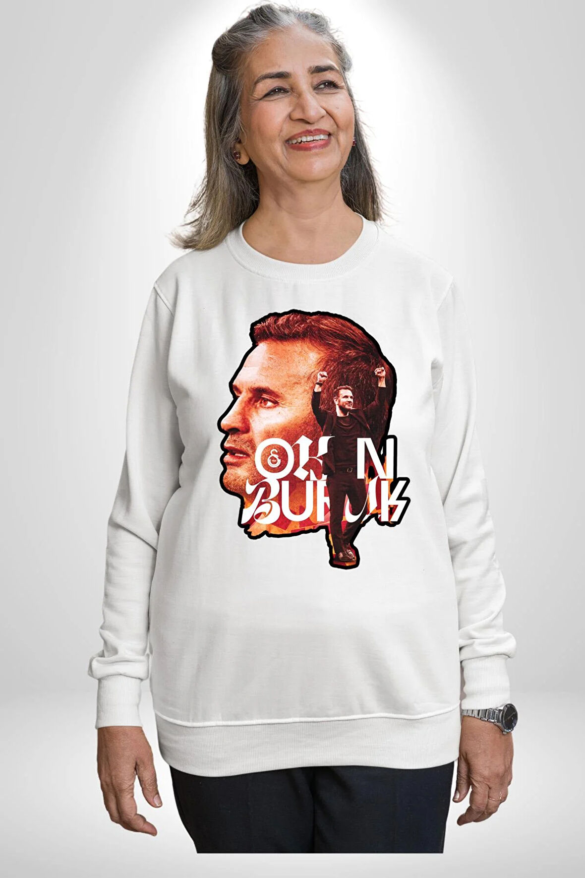 Okan Buruk Teknik Direktör Şampiyon 24 Kadın Erkek Beyaz Sweatshirt 