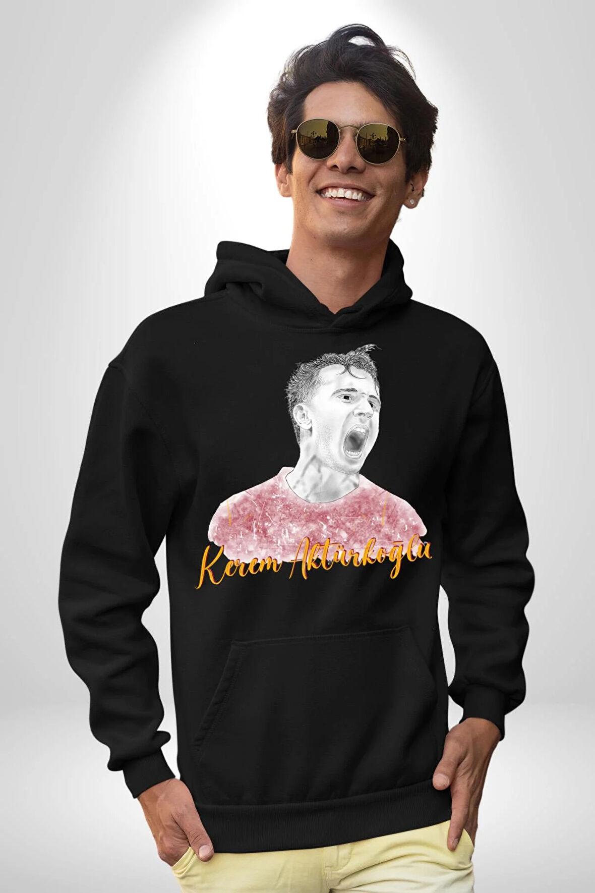 Kerem Aktürkoğlu Futbol Kadın Erkek  Siyah Kapüşonlu Sweatshirt Hoodie