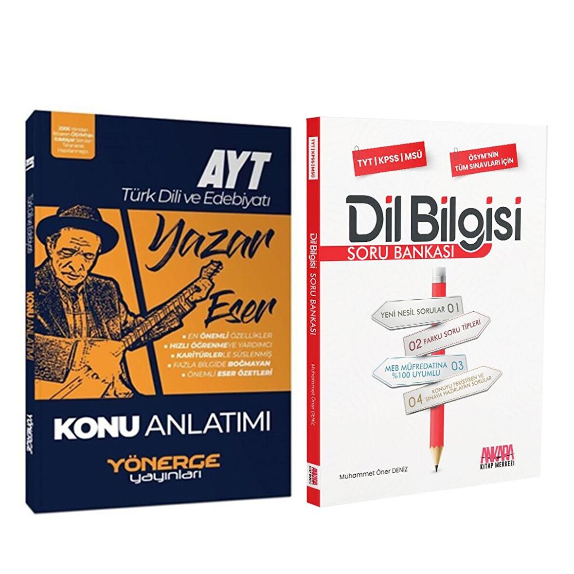 Yönerge AYT Türk Dili ve Edebiyatı Yazar Eser Konu ve AKM Dil Bilgisi Soru Bankası Seti 2 Kitap