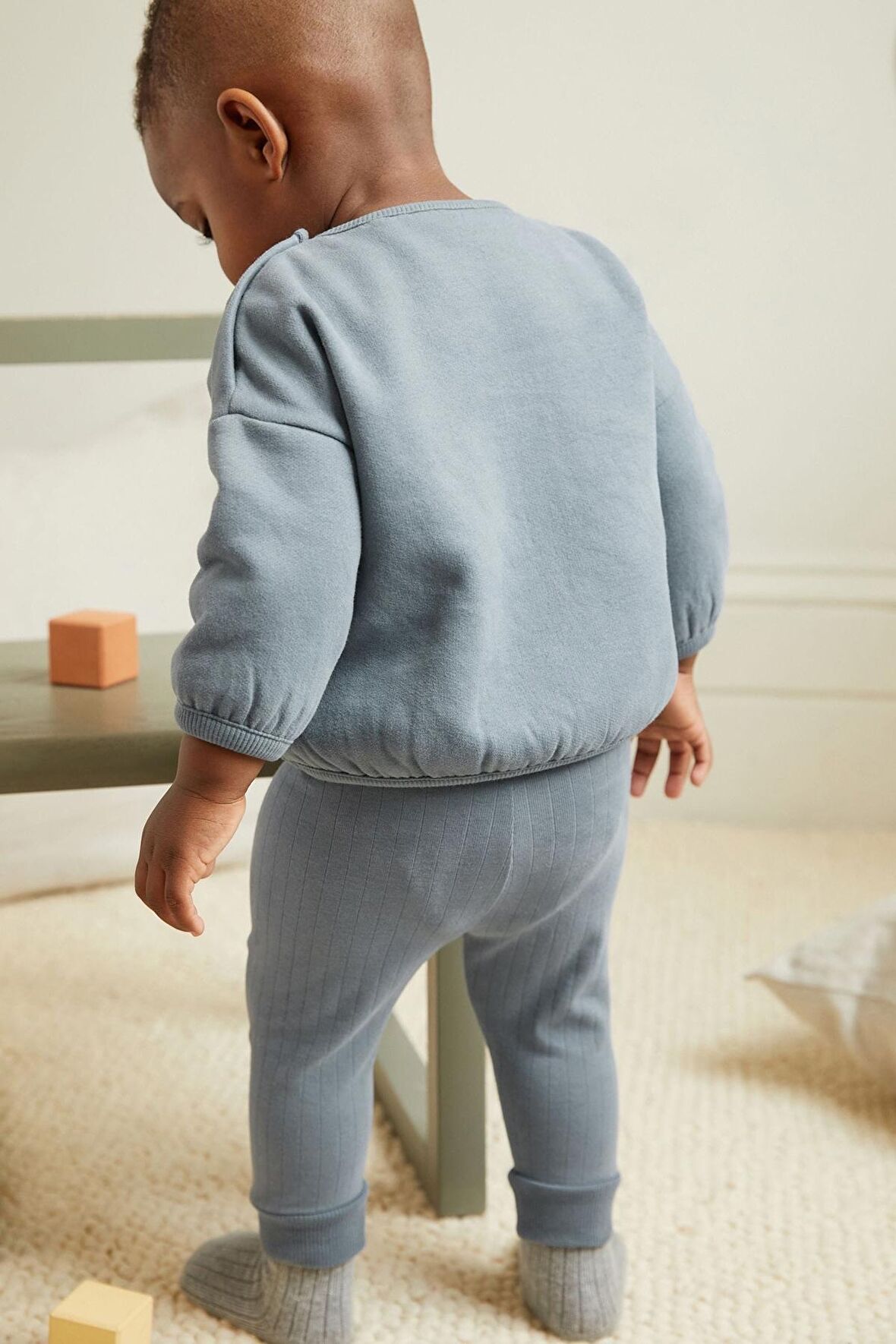 % 100 Pamuklu Teal Blue Sweatshirt Jogger Alt Üst Takım