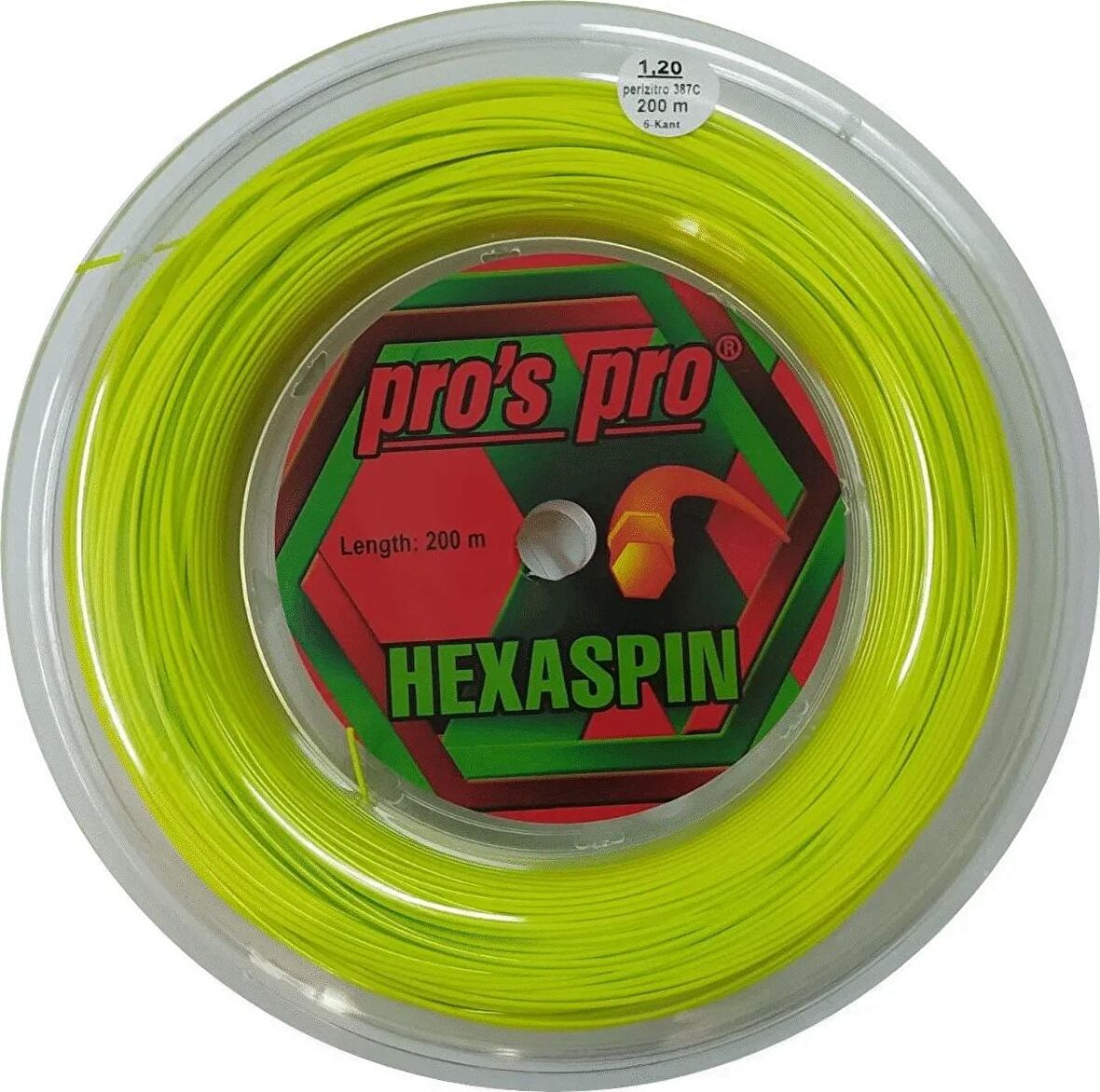 Pros Pro Hexaspin 1,20 mm. Raket Kordajı 200 metre Lime