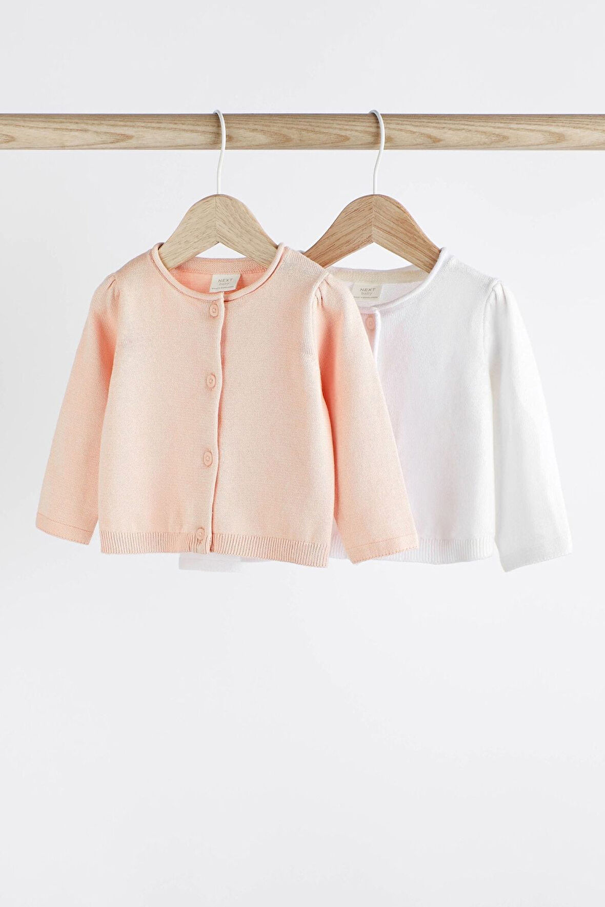 Next Baby % 100 Pamuklu Pembe Beyaz Örme Hırka 2’li Set