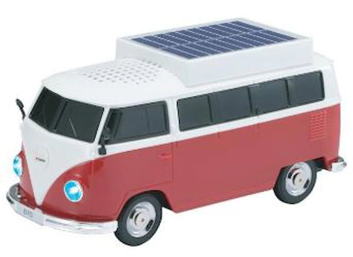 Kırmızı Vosvos Tasarımlı Solar Şarjlı Bluetooth Hoparlör 5W Güçlü Ses