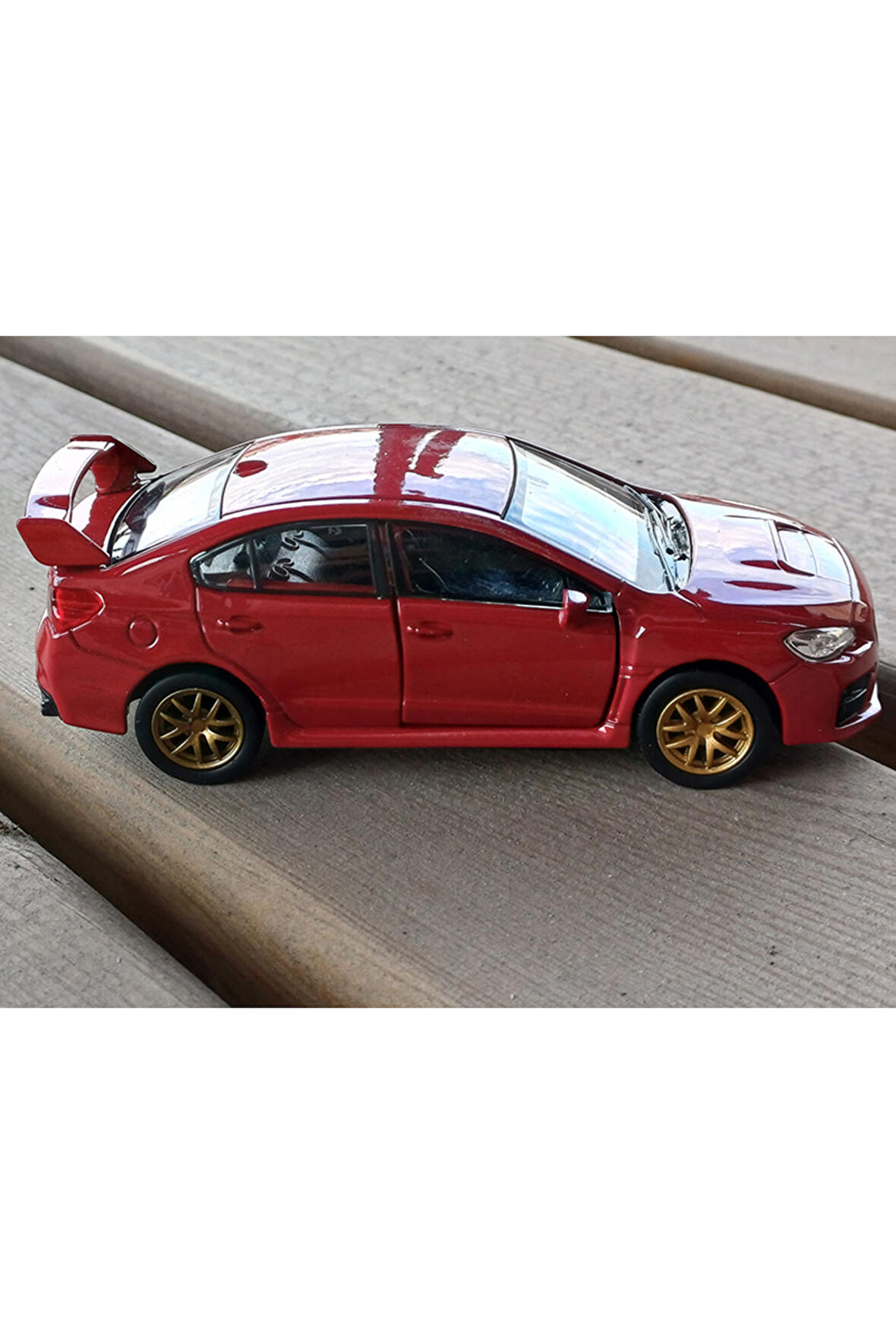 Lisanslı Subaru WRZ STI Çek Bırak Model Metal Araba (1:34) 43693D Kırmızı