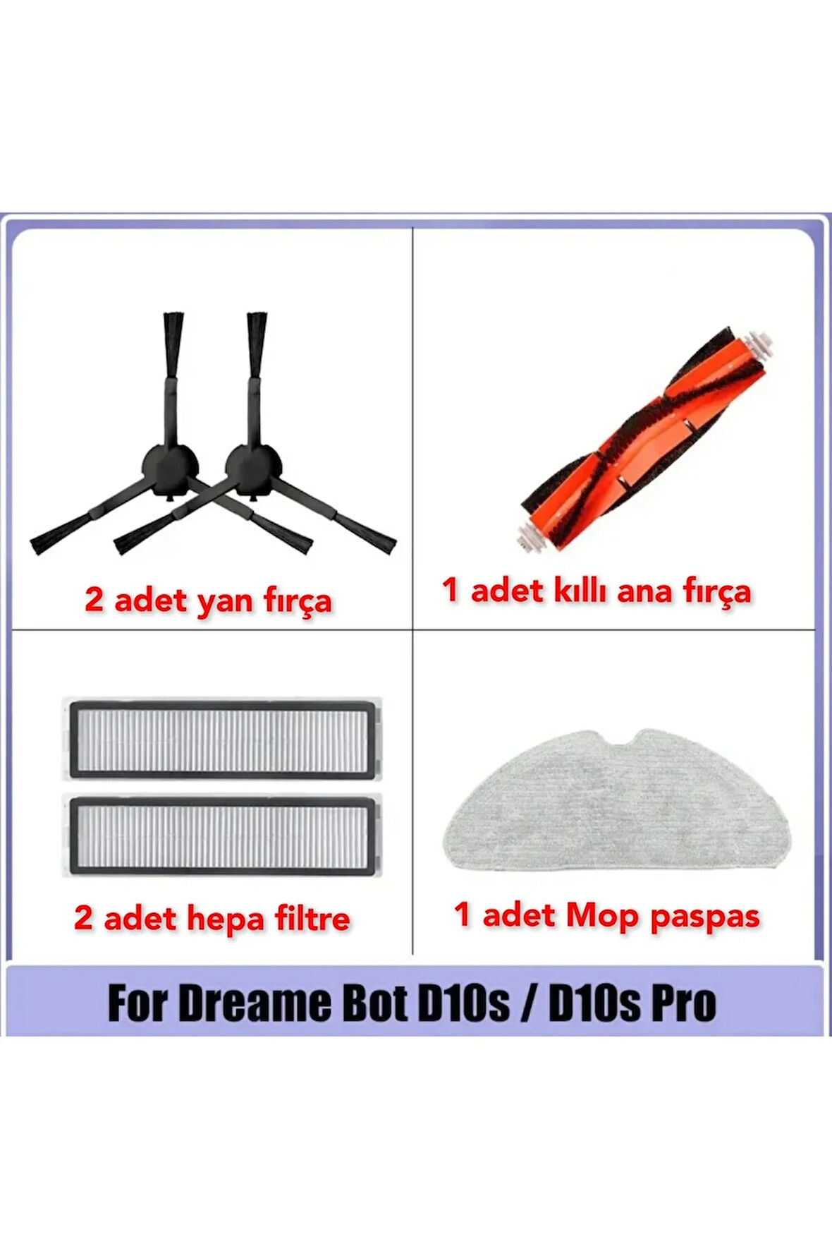 Dreame D10s Pro D9 Max Uyumlu Fırça Filtre Paspas Yedek