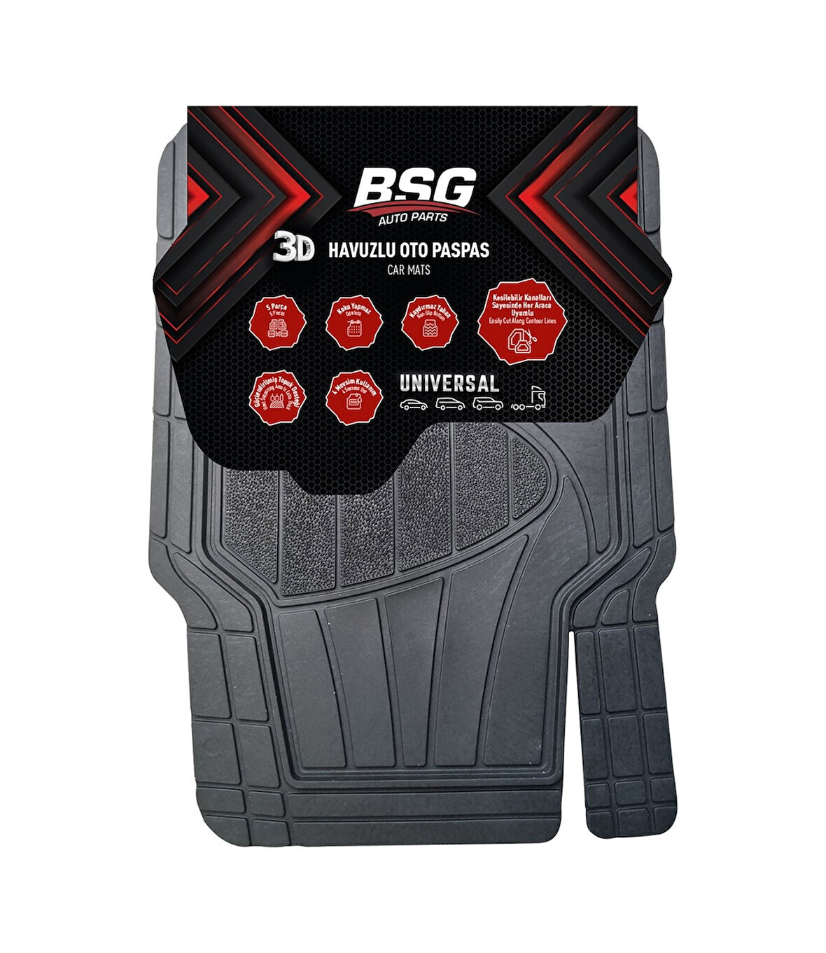 Universal Uyumlu 3D Havuzlu Oto Paspas Seti - Siyah