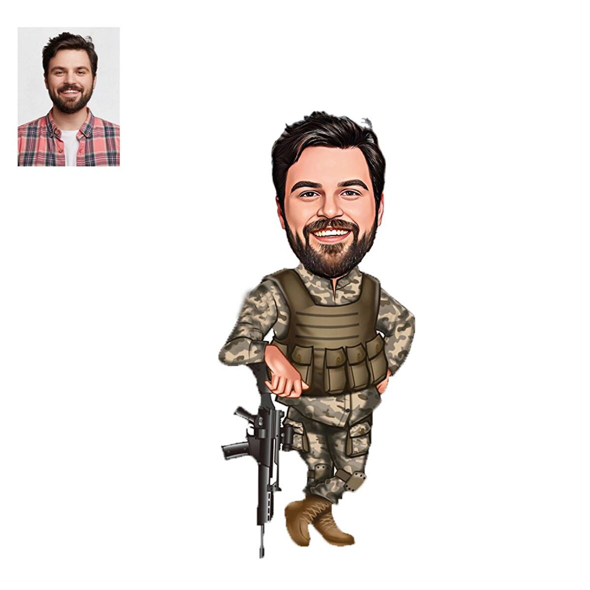 Kişiye Özel Karikatürlü Asker Ahşap - Araba Dikiz Ayna Süsü