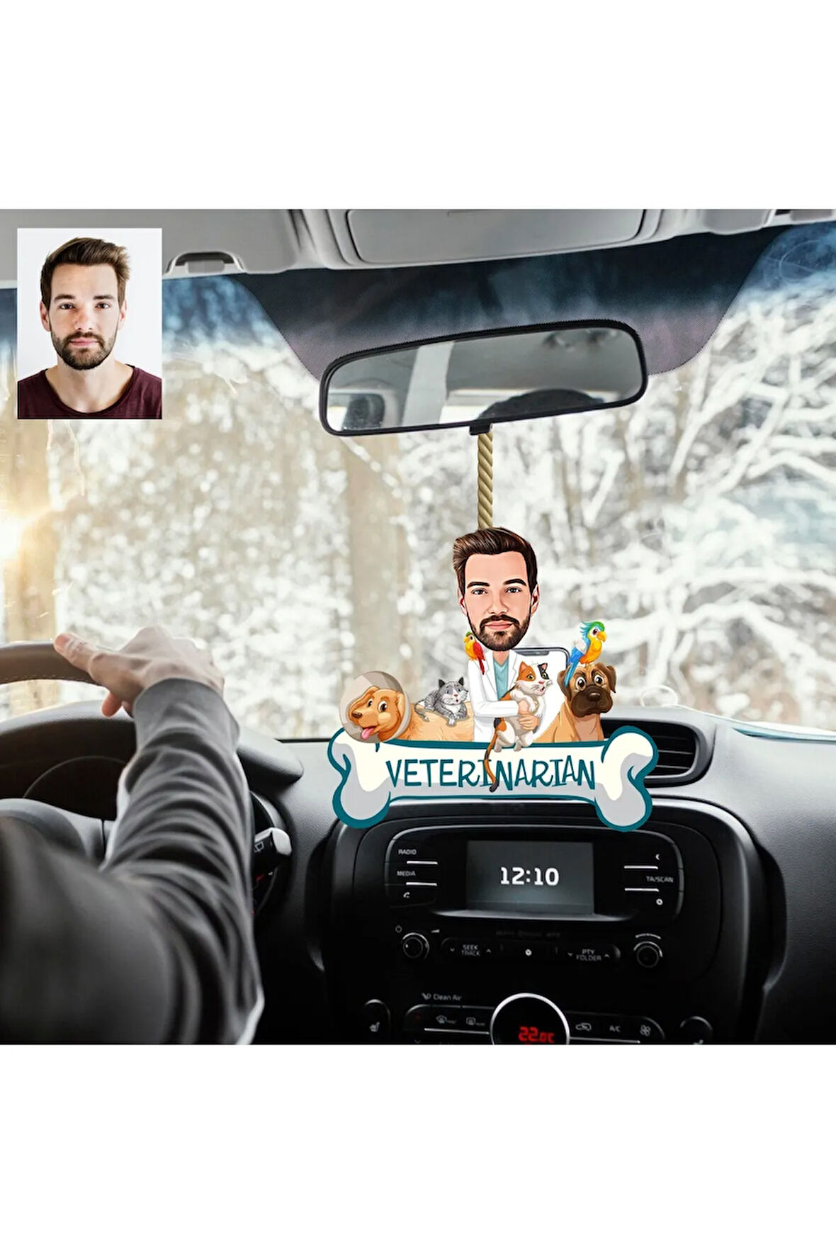 Veteriner Hekim Tasarımlı Ahşap Araba Dikiz Ayna Süsü