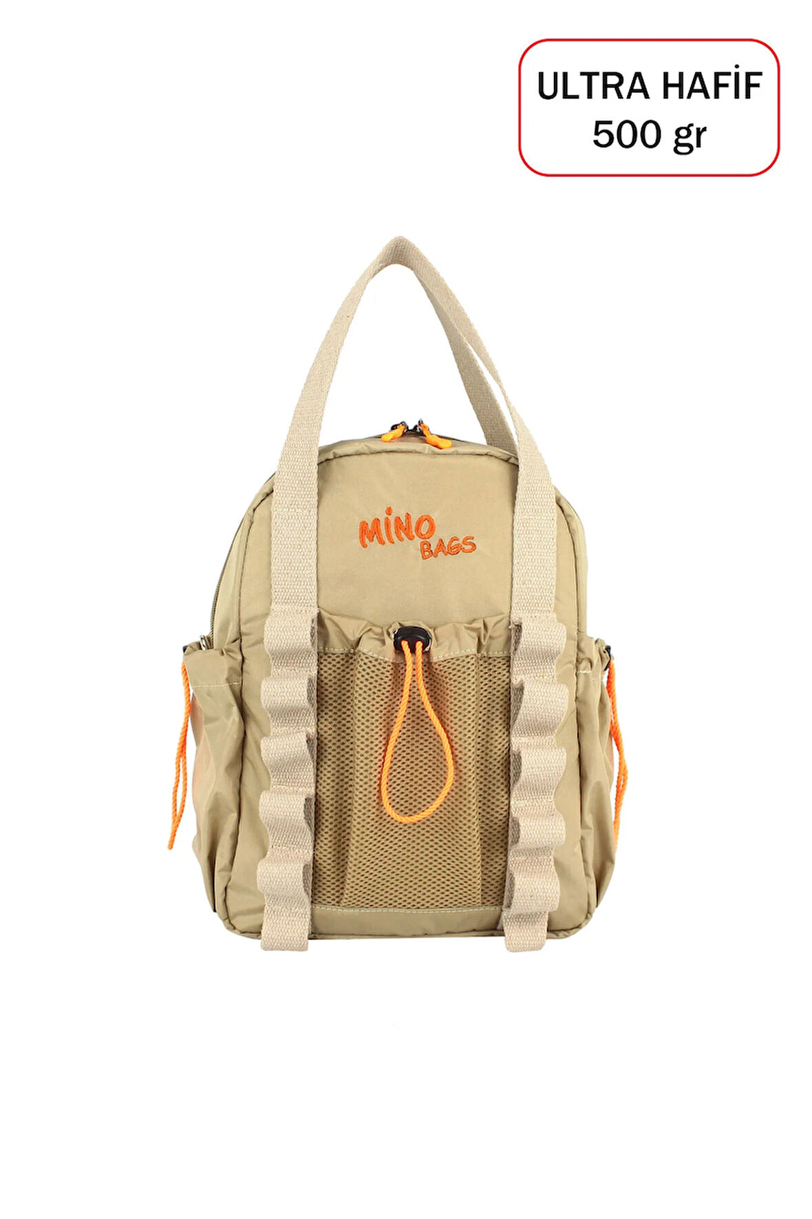 Fonksiyonel Ultra Hafif Bej Kadın Sırt Çanta El ve Omuzda Kullanım Yeni Nesil Su İtici Kumaş