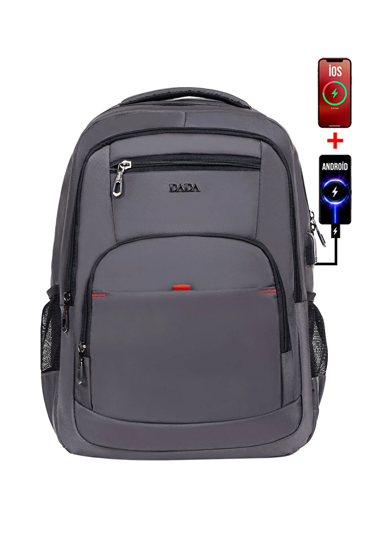 Usb Aparatlı Laptop Sırt Çantası 15,6 inç Geniş İç Hacim Darbe Emici Koruma Su Geçirmez Kumaş