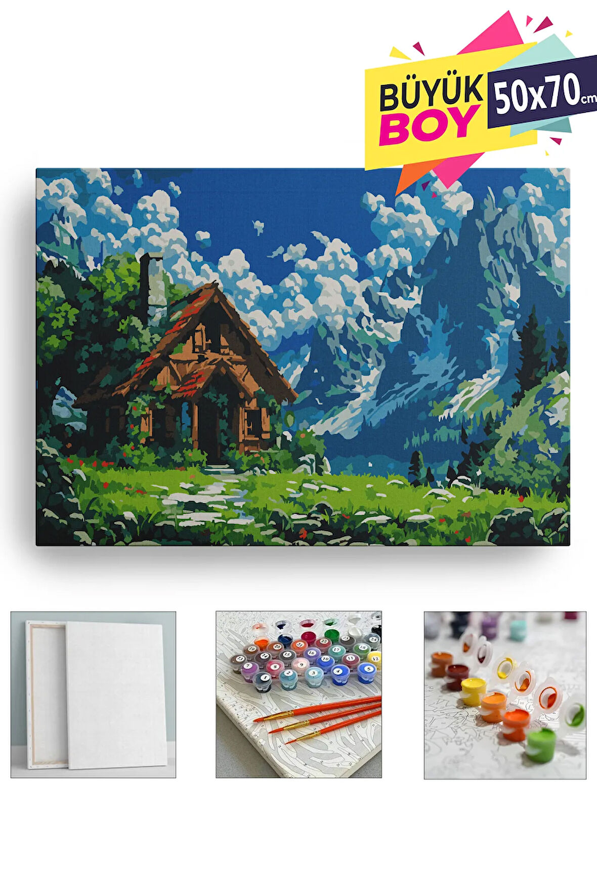Sayılarla Boyama Seti Numaralı Tuval Fırça Boya Dahil Kasnaklı Set 50x70 Cm - DAĞ EVİ