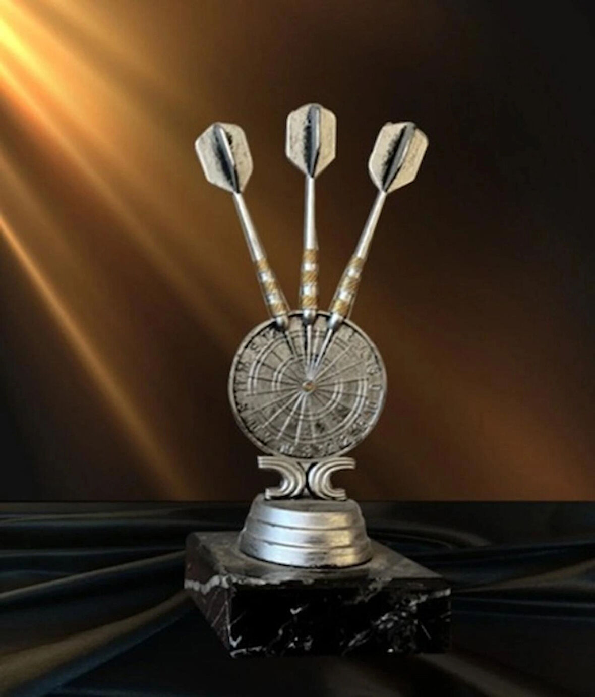 AYYILDIZ BAYRAKÇILIK DART ÖDÜL KUPASI 14cm. GRİ RENK DÖKÜM KUPA