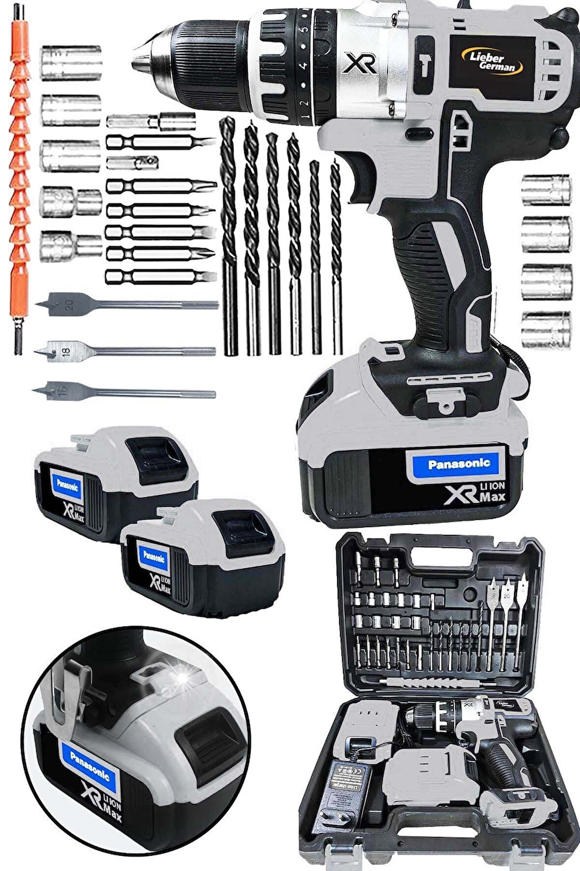 Titan Series Lgg5800 30 Parça Darbeli Çelik Şanzuman Çift Akülü Profesyonel Şarjlı Vidalama Matkap