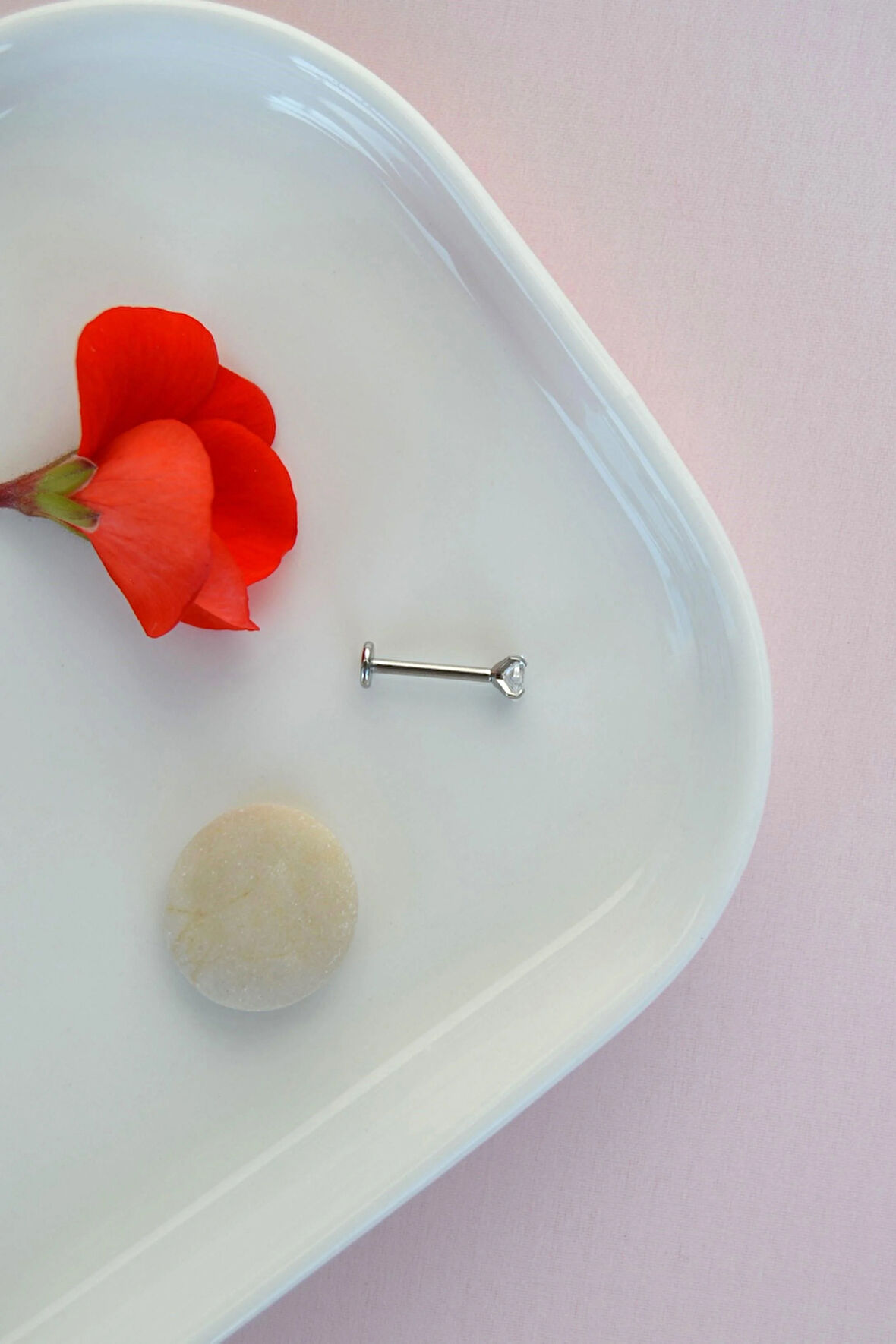 Kalp Tektaş Cerrahi Çelik Piercing Tragus Helix Kıkırdak Lob Conch Dudak