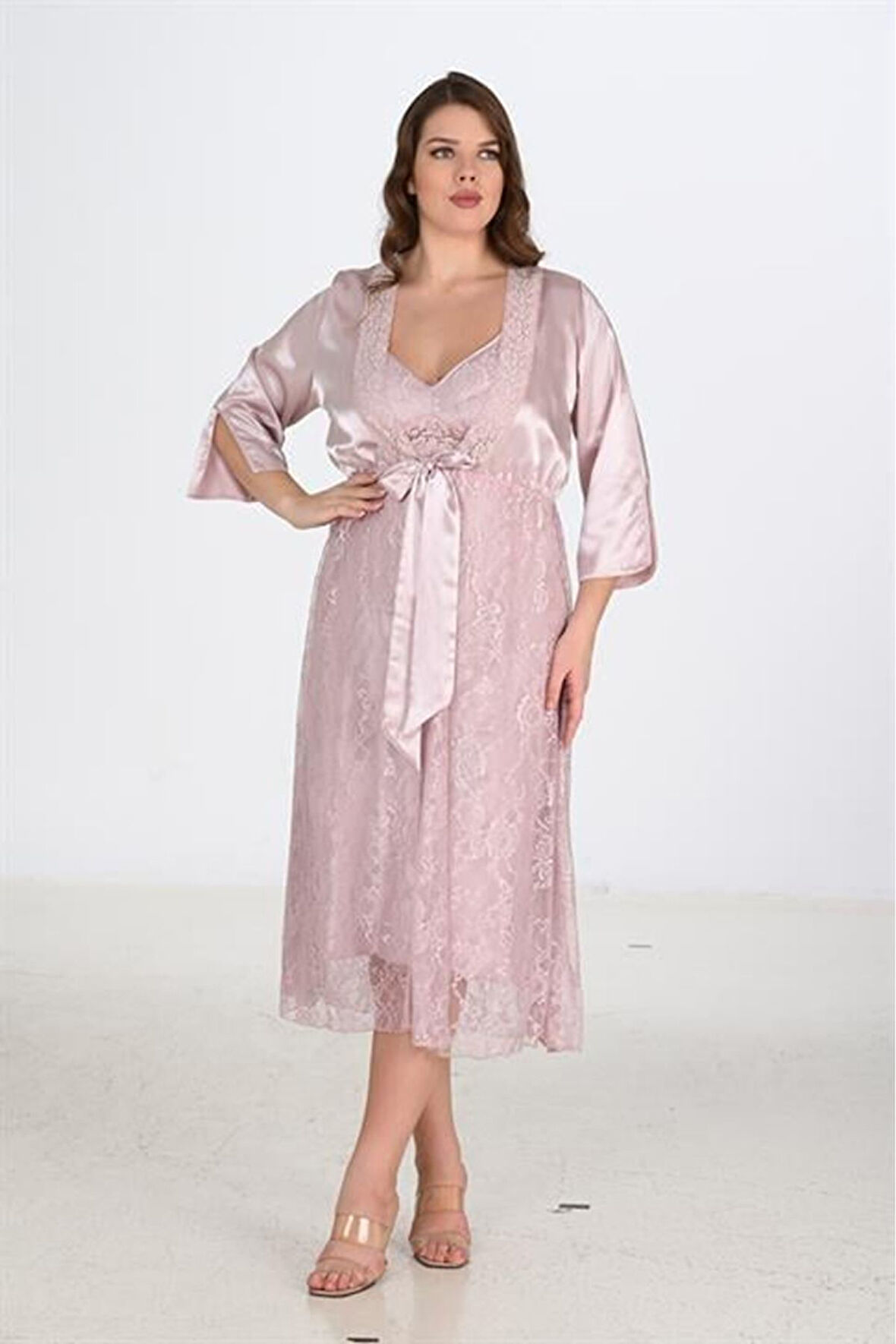 Ahu 2li Pudra Sabahlık Takımı Bigsize 6220