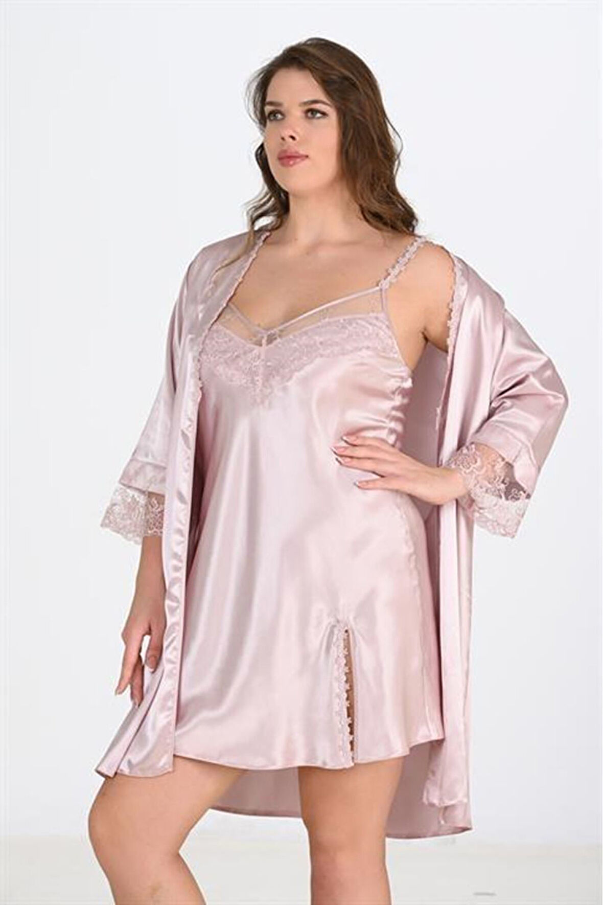 Ahu 2li Pudra Sabahlık Takımı Bigsize 6214