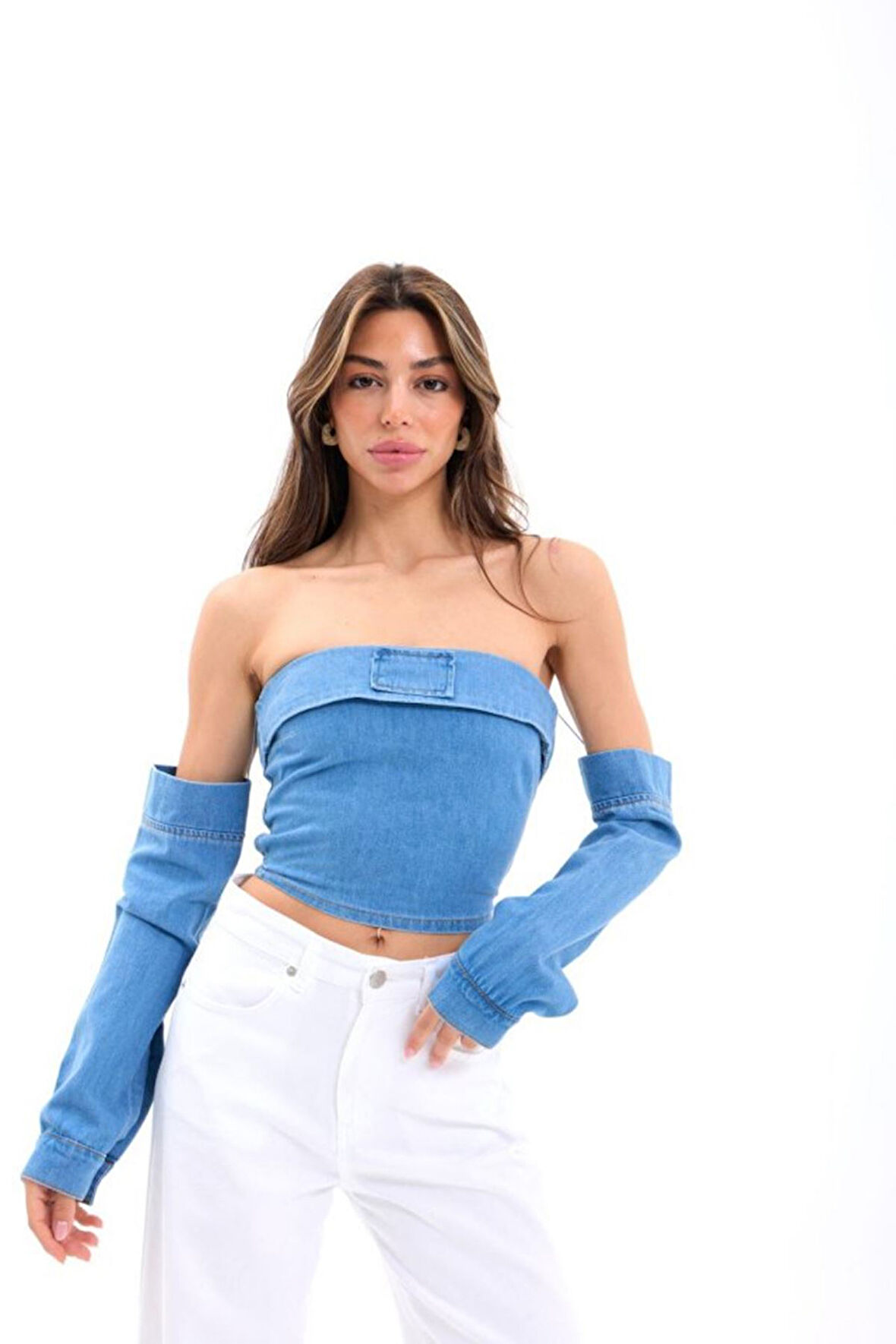 7358 KOT BLUZ-MAVİ