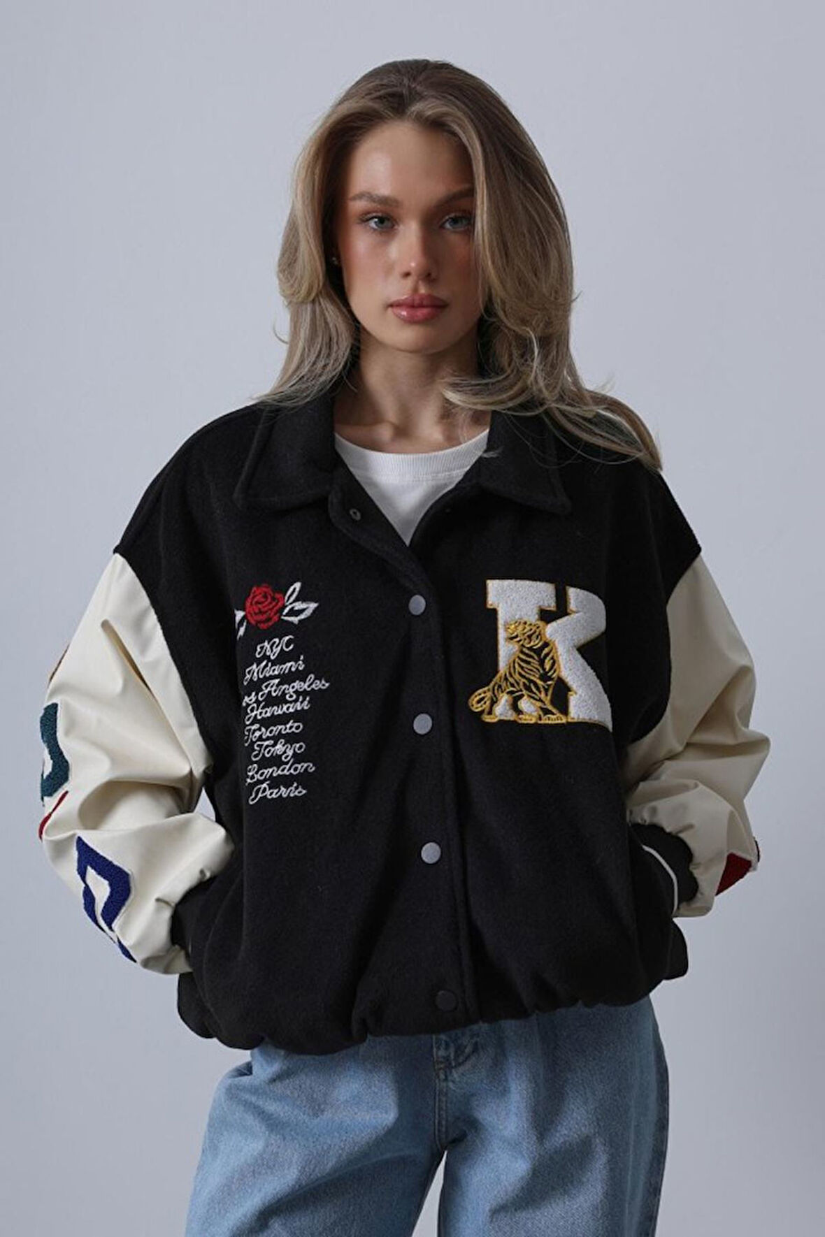 Kaşe Biker Ceket - Siyah