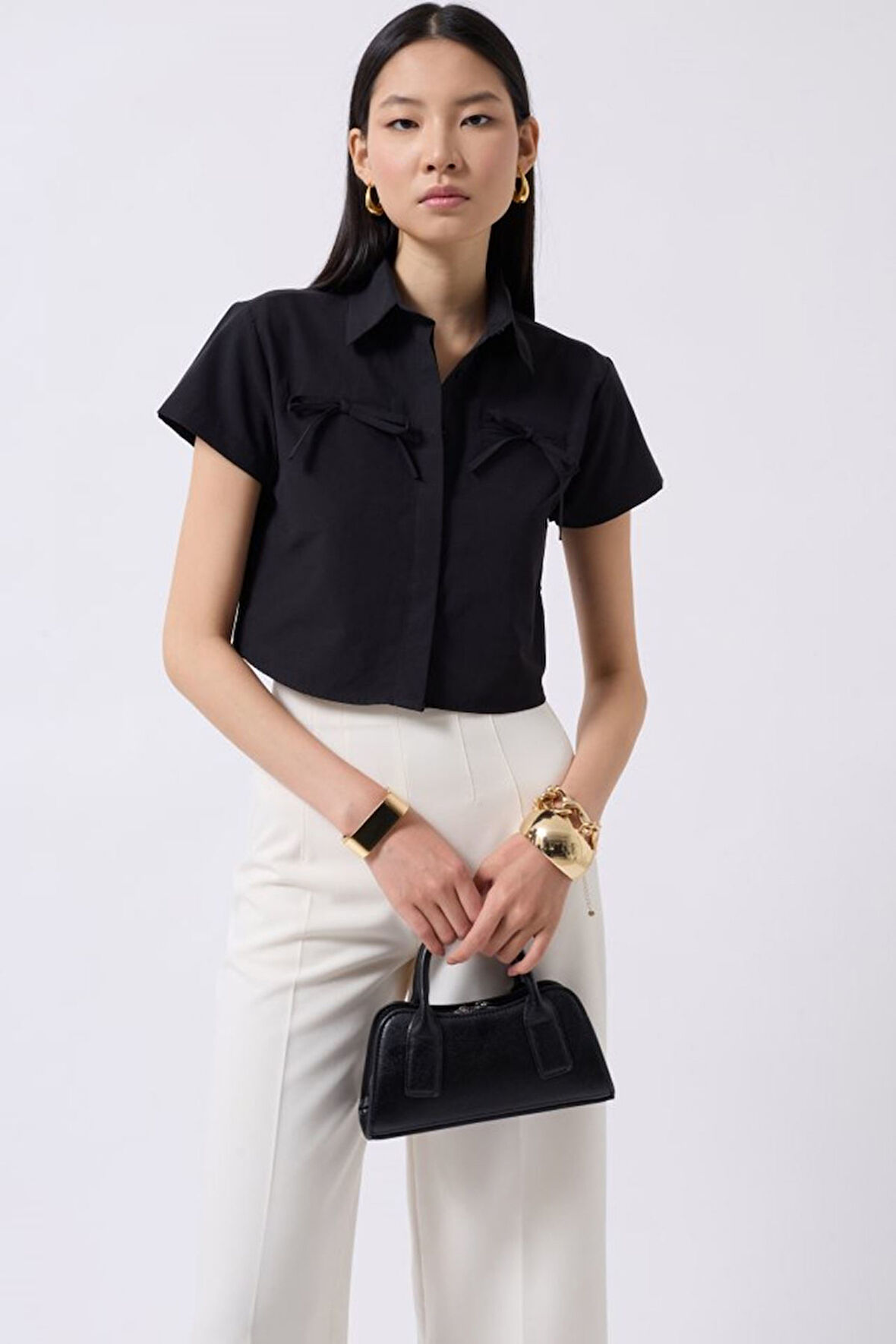 Kurdele Detay Crop Gömlek