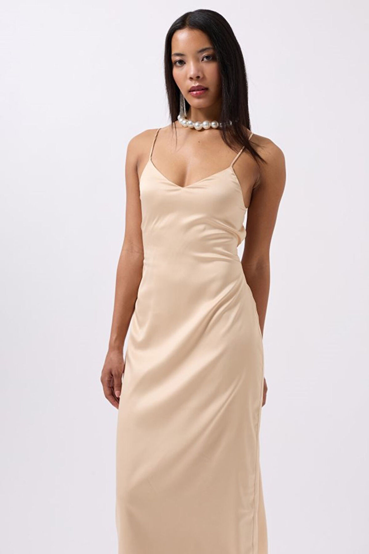 Saten İnce Asklı Elbise