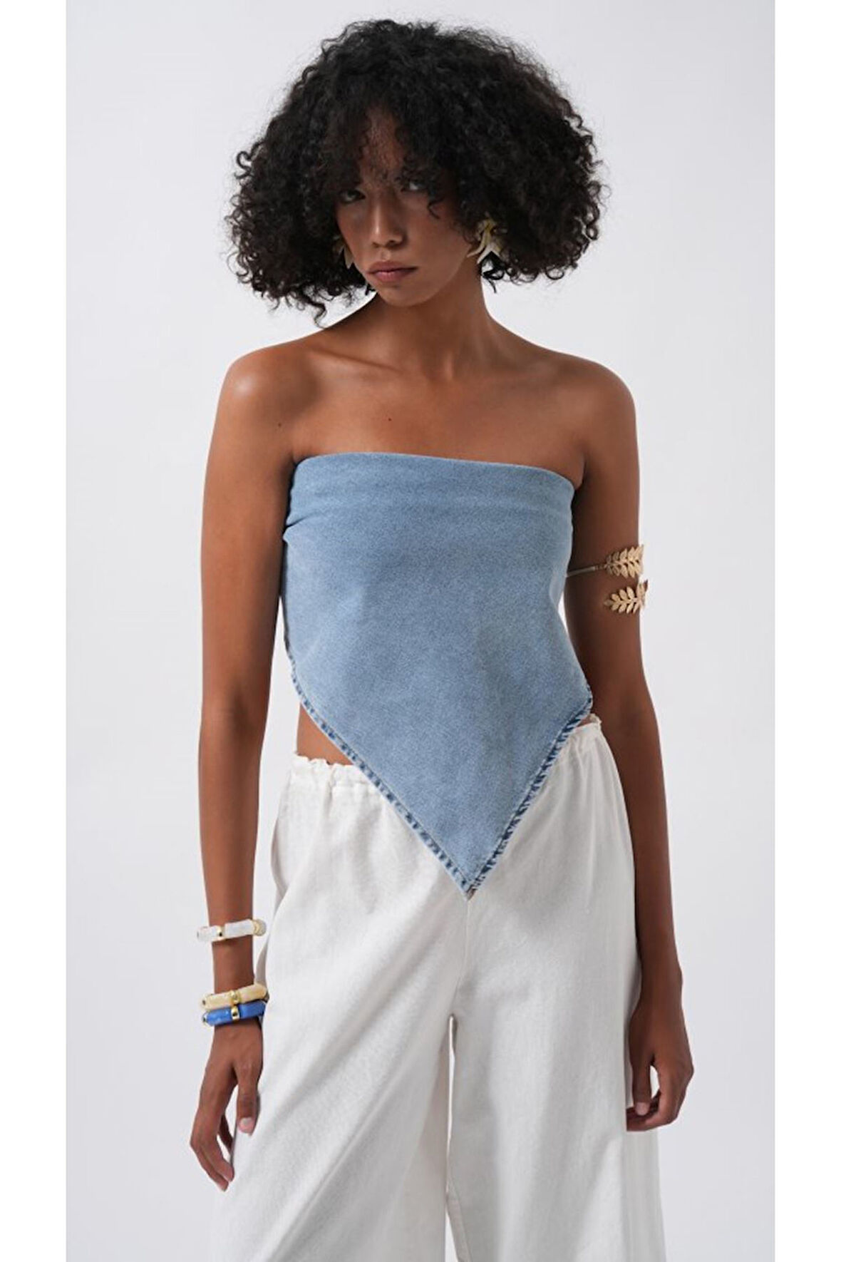 Bağlamalı Denim Crop