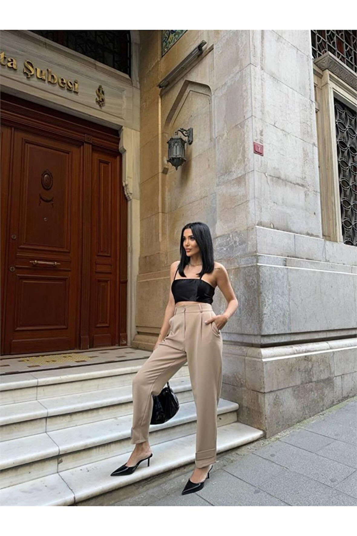 PAÇASI CIRTLI PANTOLON - Bej