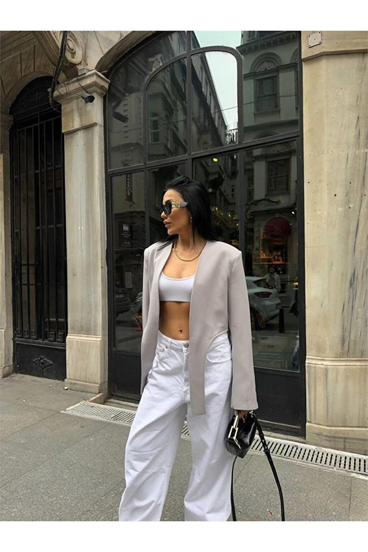 CROP CEKET BAĞLAMA KUYRUKLU - Gri