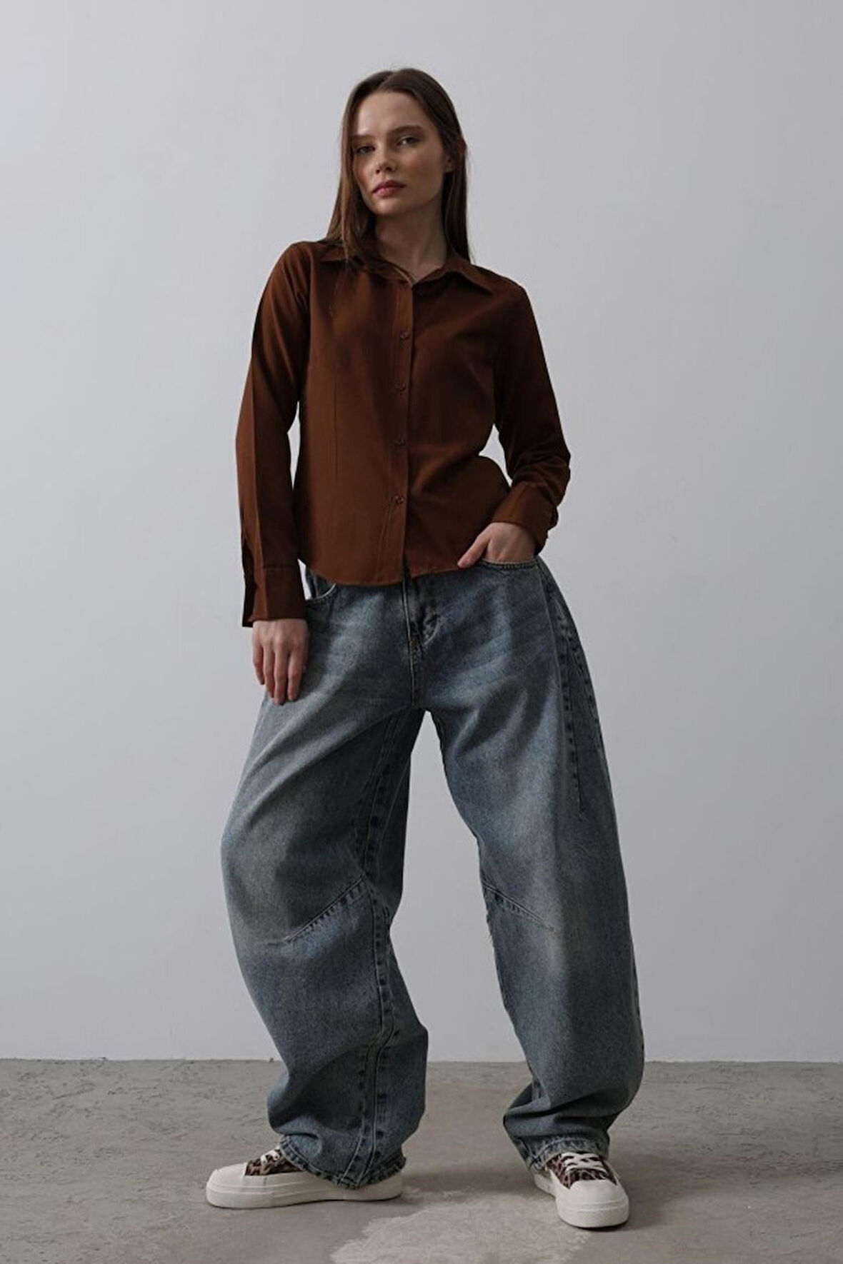 Balon Kesim Pantolon - Mavi