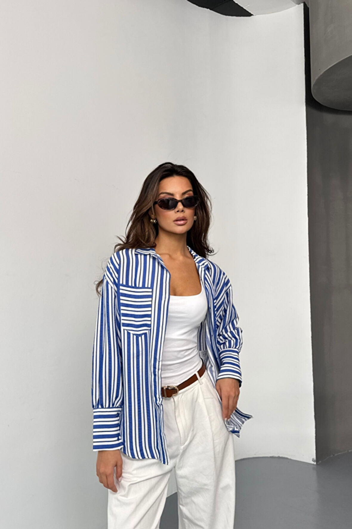 ÇİZGİLİ GÖMLEK - Lacivert