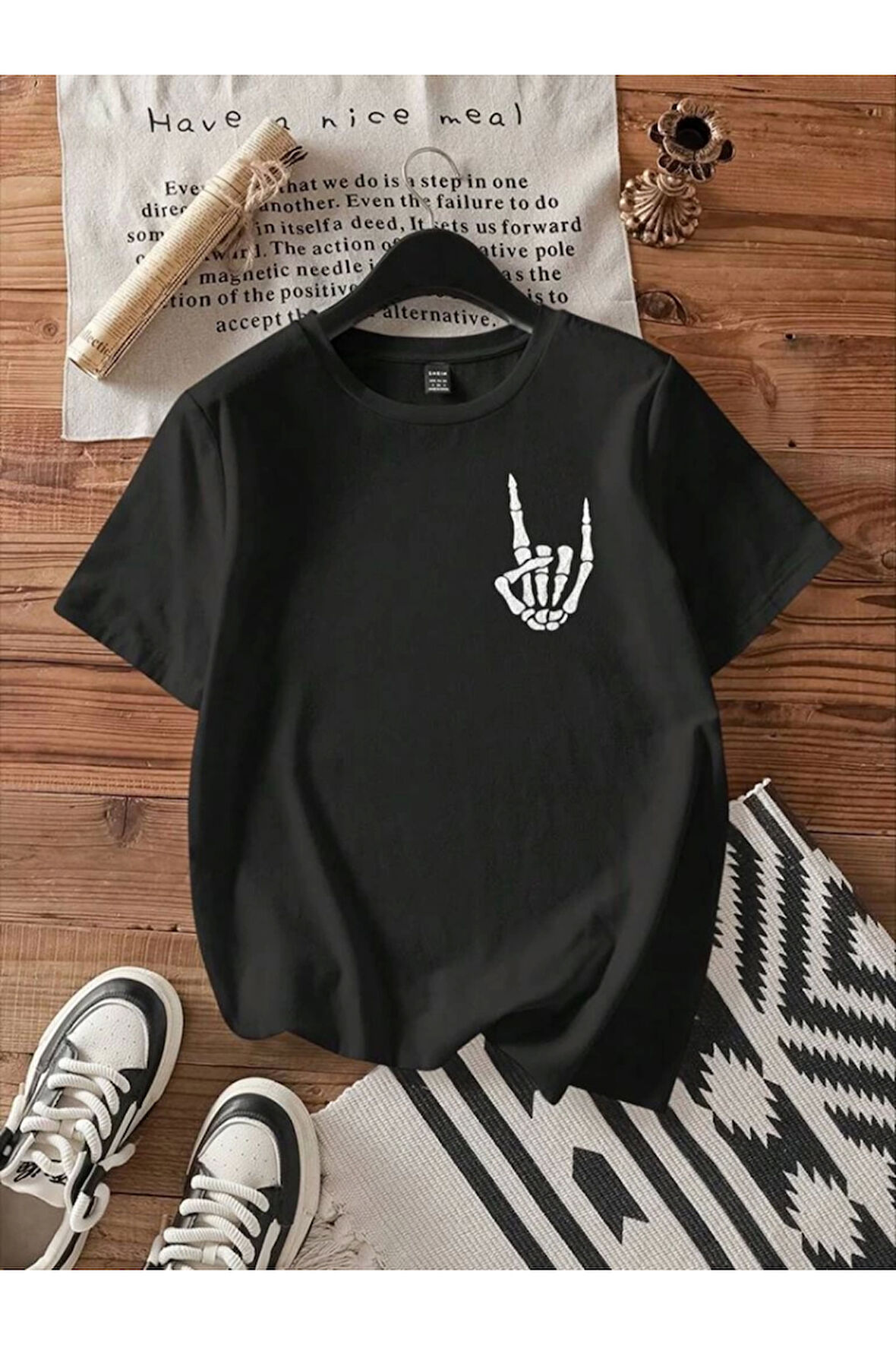 Baskılı T-shirt - Siyah