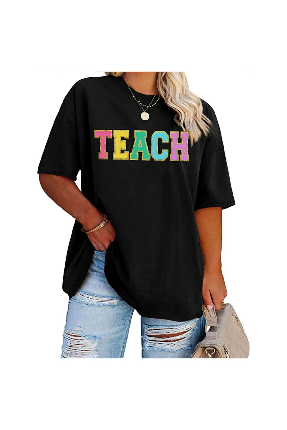 Baskılı T-shirt - Siyah