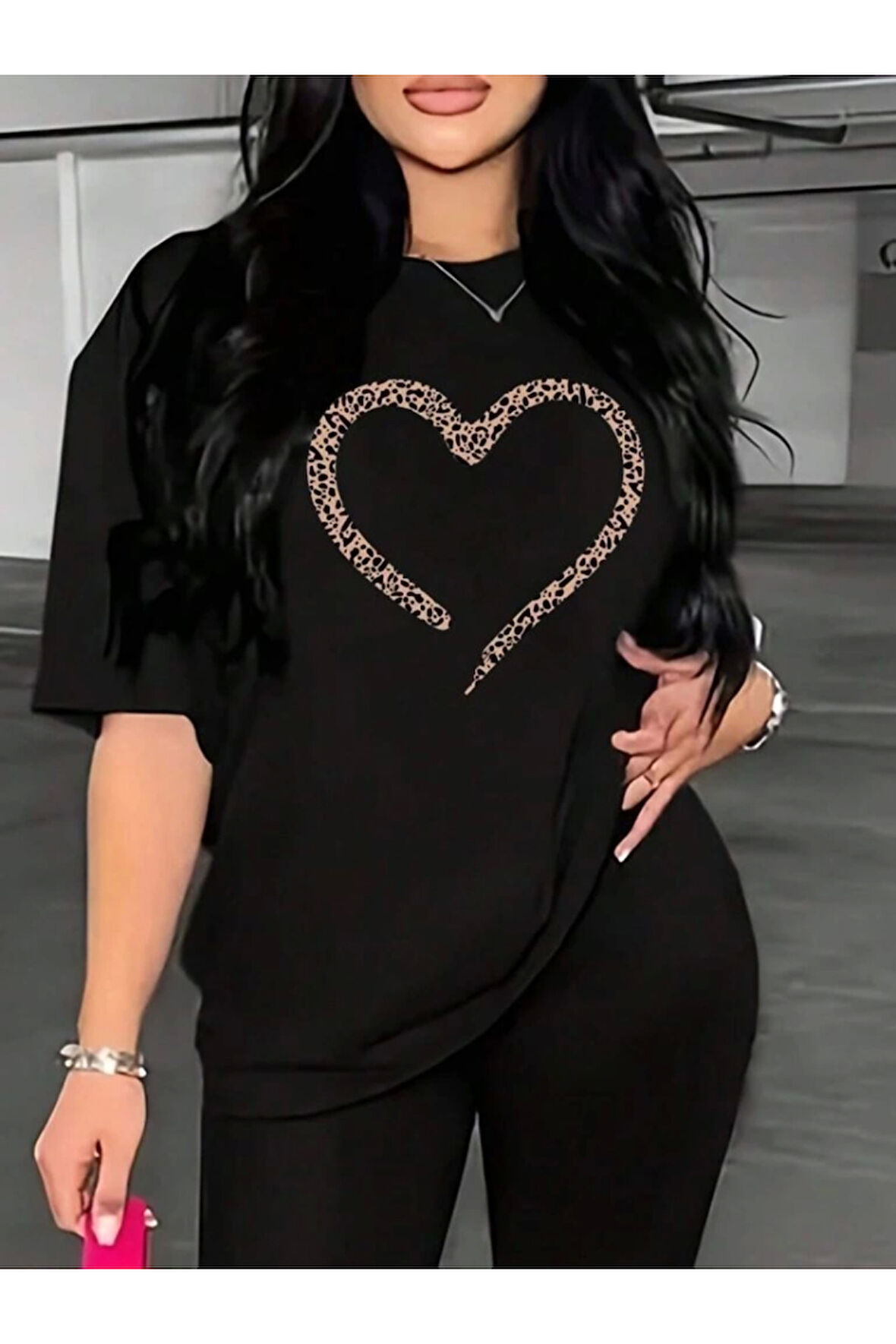 Baskılı T-shirt - Siyah